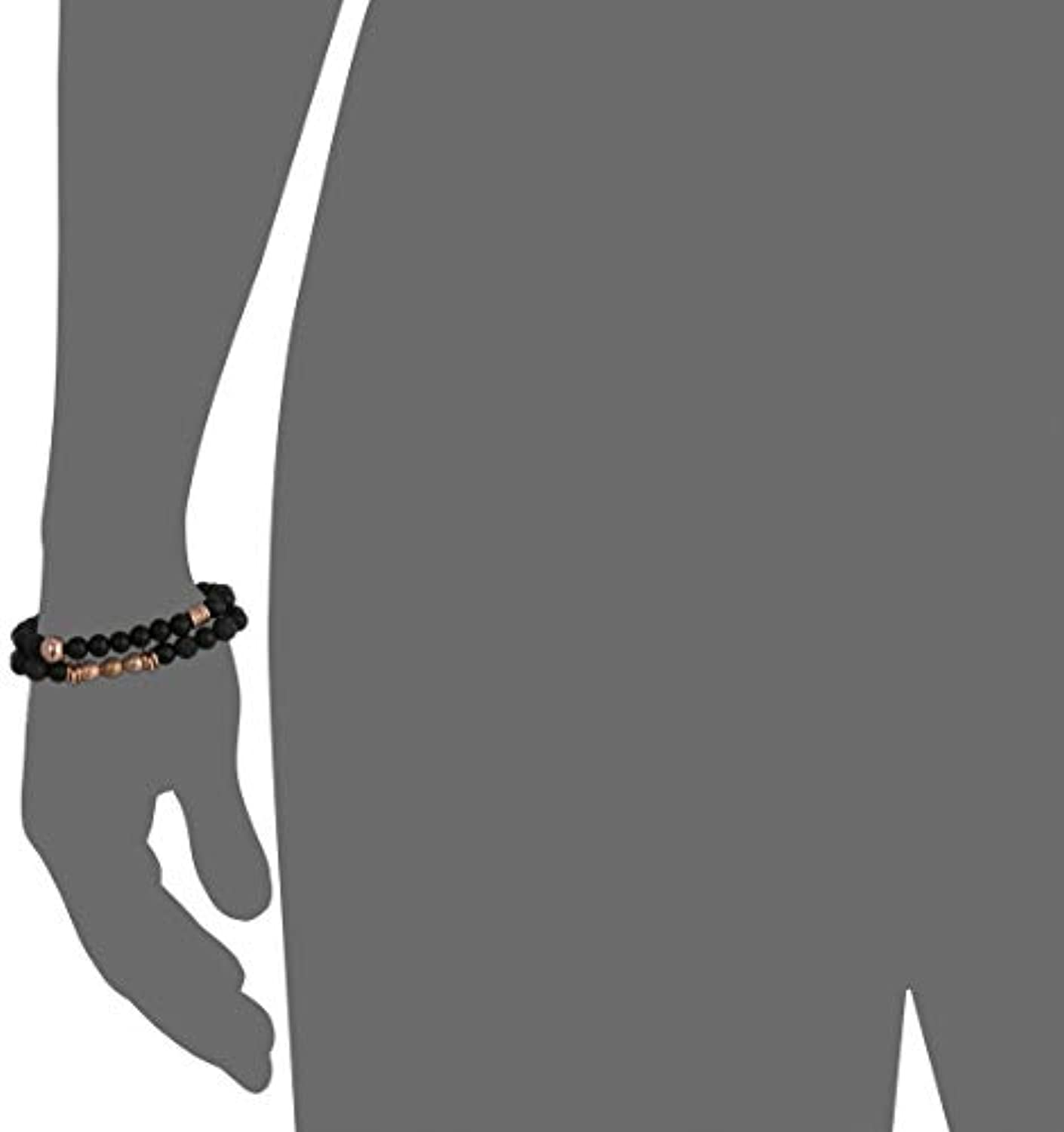Steve Madden - Pulsera de acero inoxidable con textura de piedras preciosas simuladas de 7.5 in