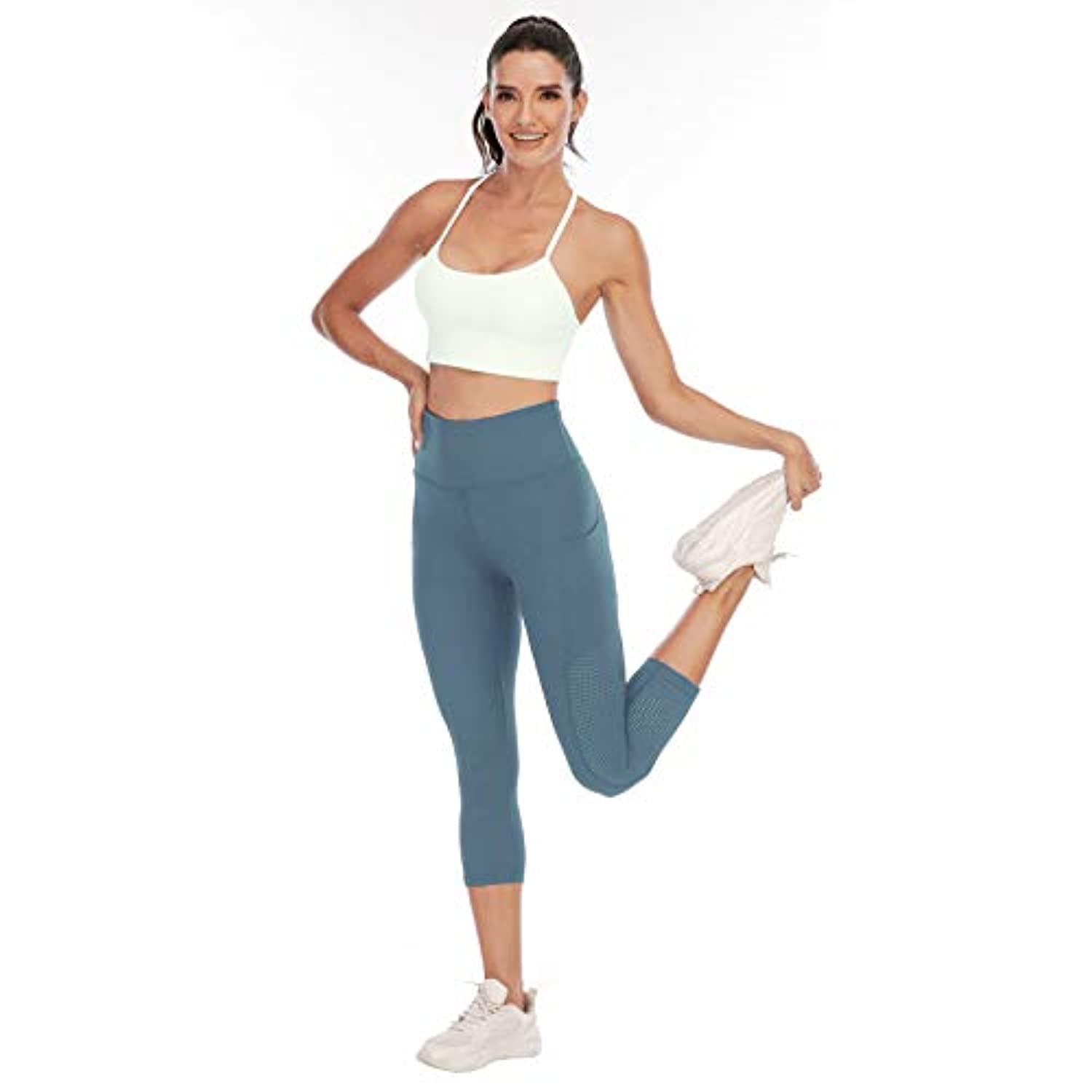 PARWIN - Leggings de yoga de cintura alta para mujer con bolsillos - malla transpirable