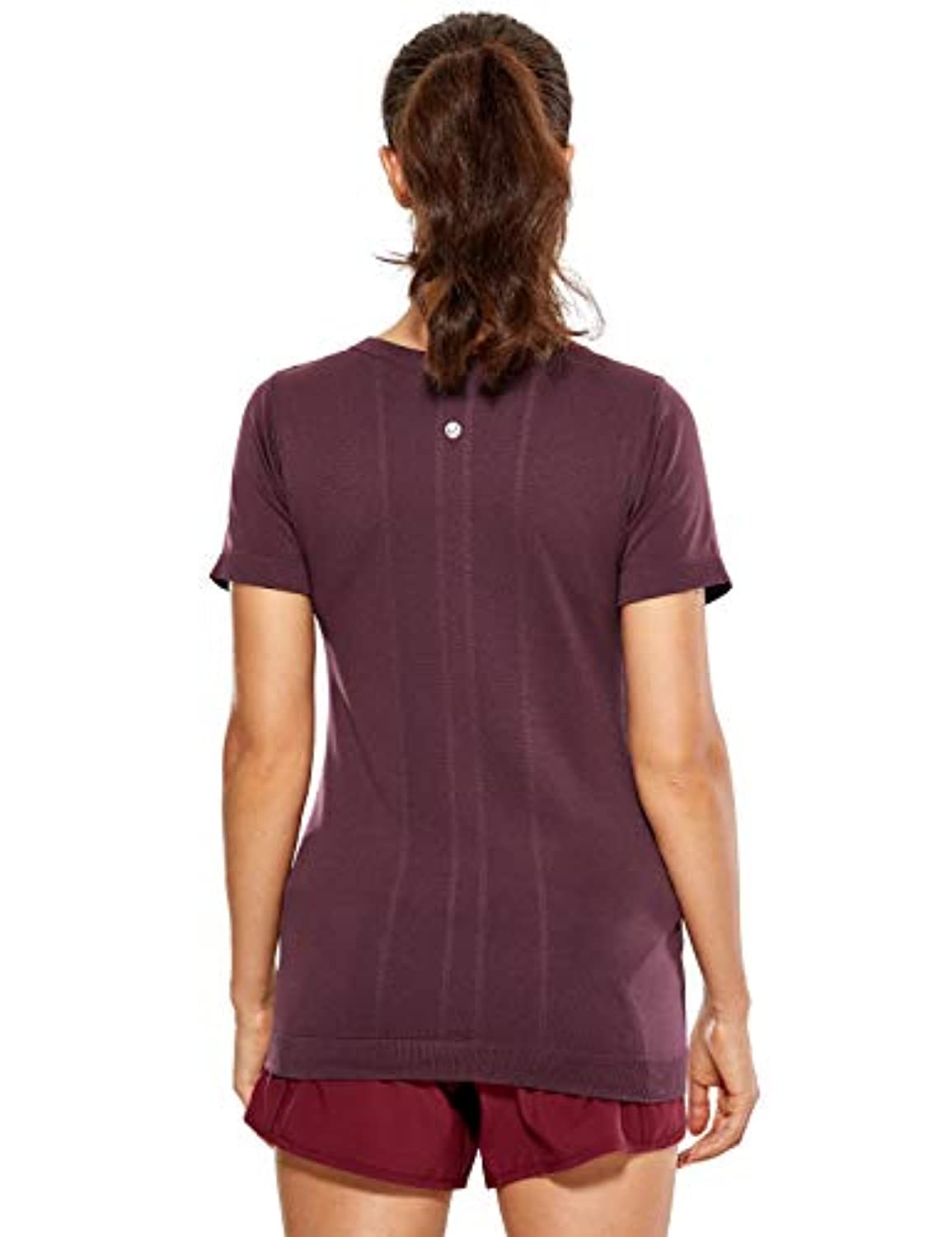 CRZ YOGA Camisetas de entrenamiento sin costuras para mujer, camisetas deportivas lisas de manga corta