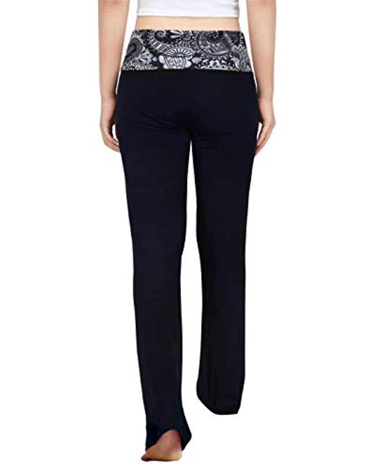 HDE – Mujer Color Block doblar Cintura Yoga pantalones Flare leg Entrenamiento para Mujer