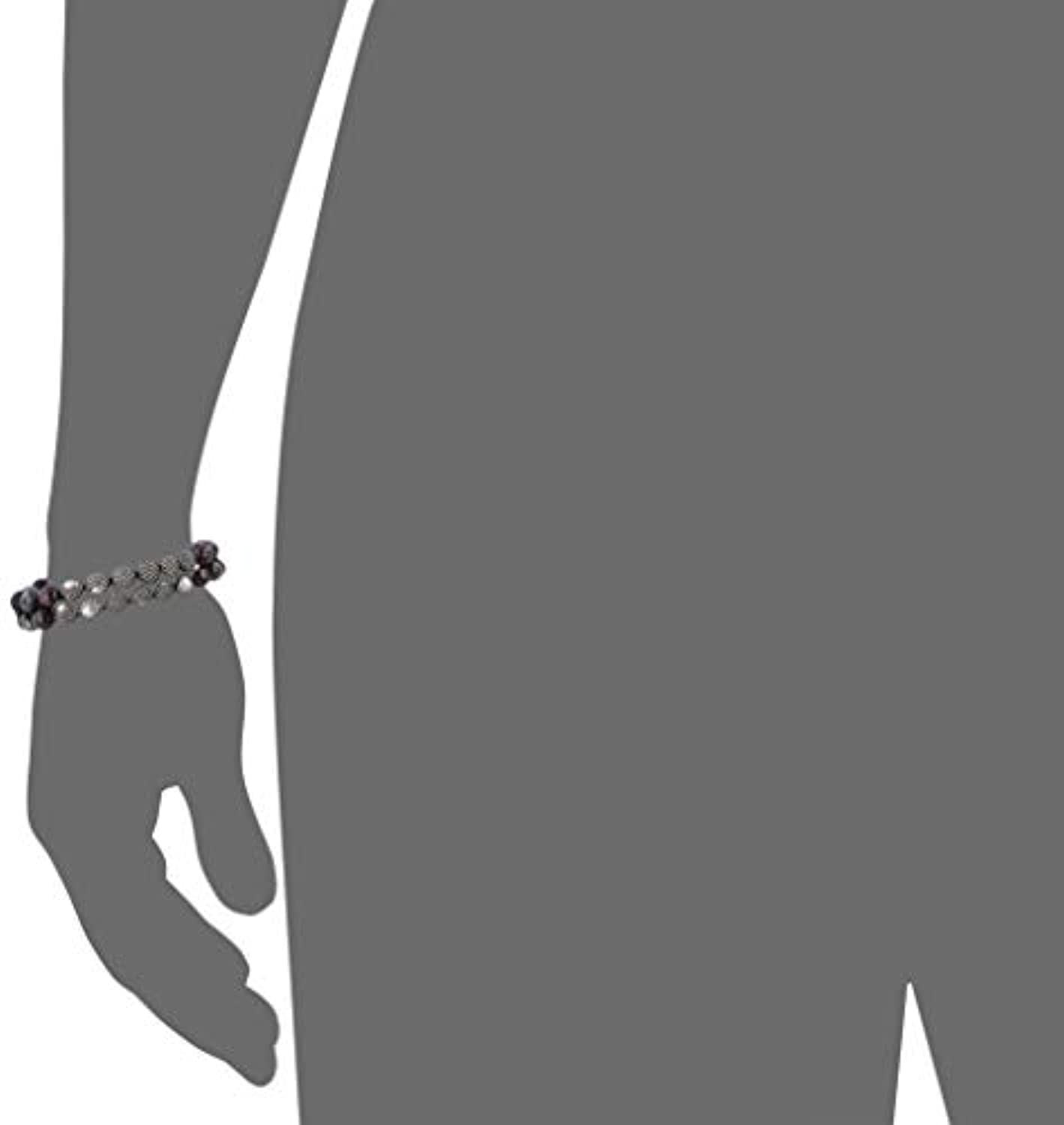 Steve Madden - Pulsera ajustable con cuentas de labradorita y granate rojo para hombre, color plateado