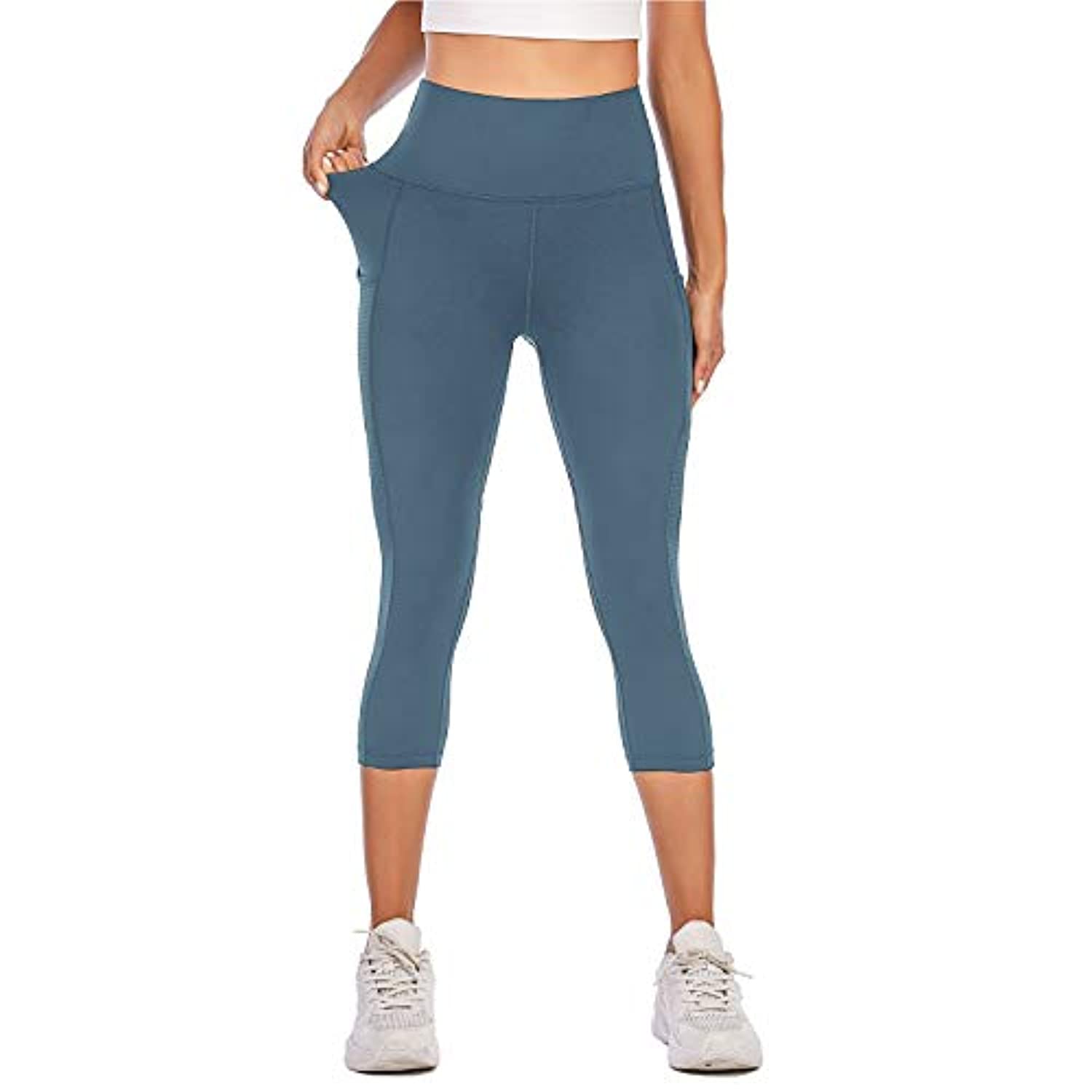 PARWIN - Leggings de yoga de cintura alta para mujer con bolsillos - malla transpirable
