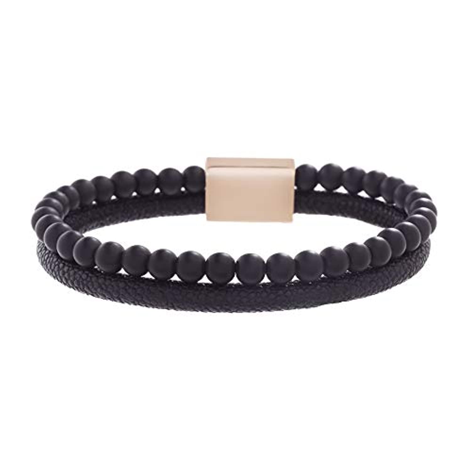 Steve Madden - Pulsera de piel sintética para hombre, color negro