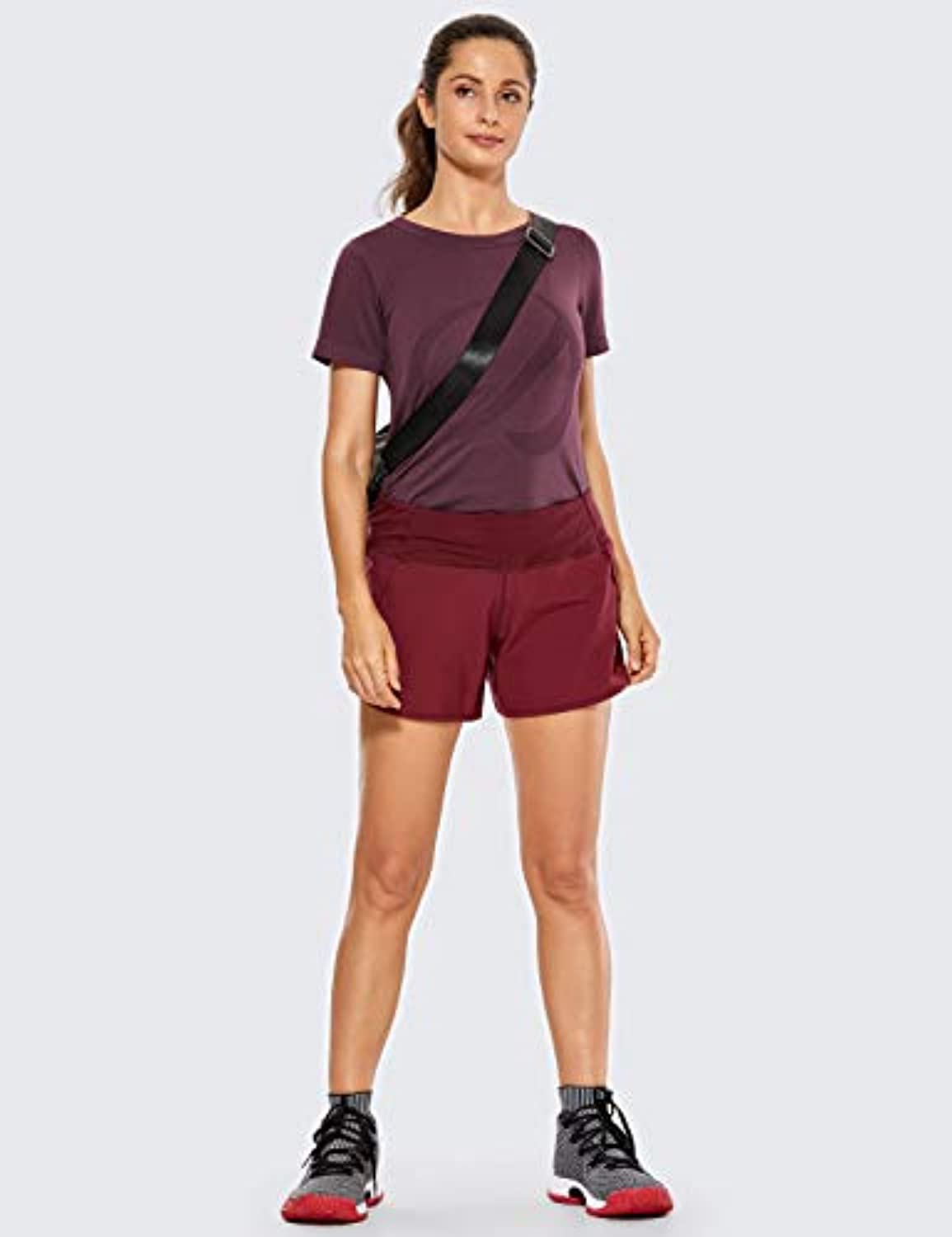 CRZ YOGA Camisetas de entrenamiento sin costuras para mujer, camisetas deportivas lisas de manga corta