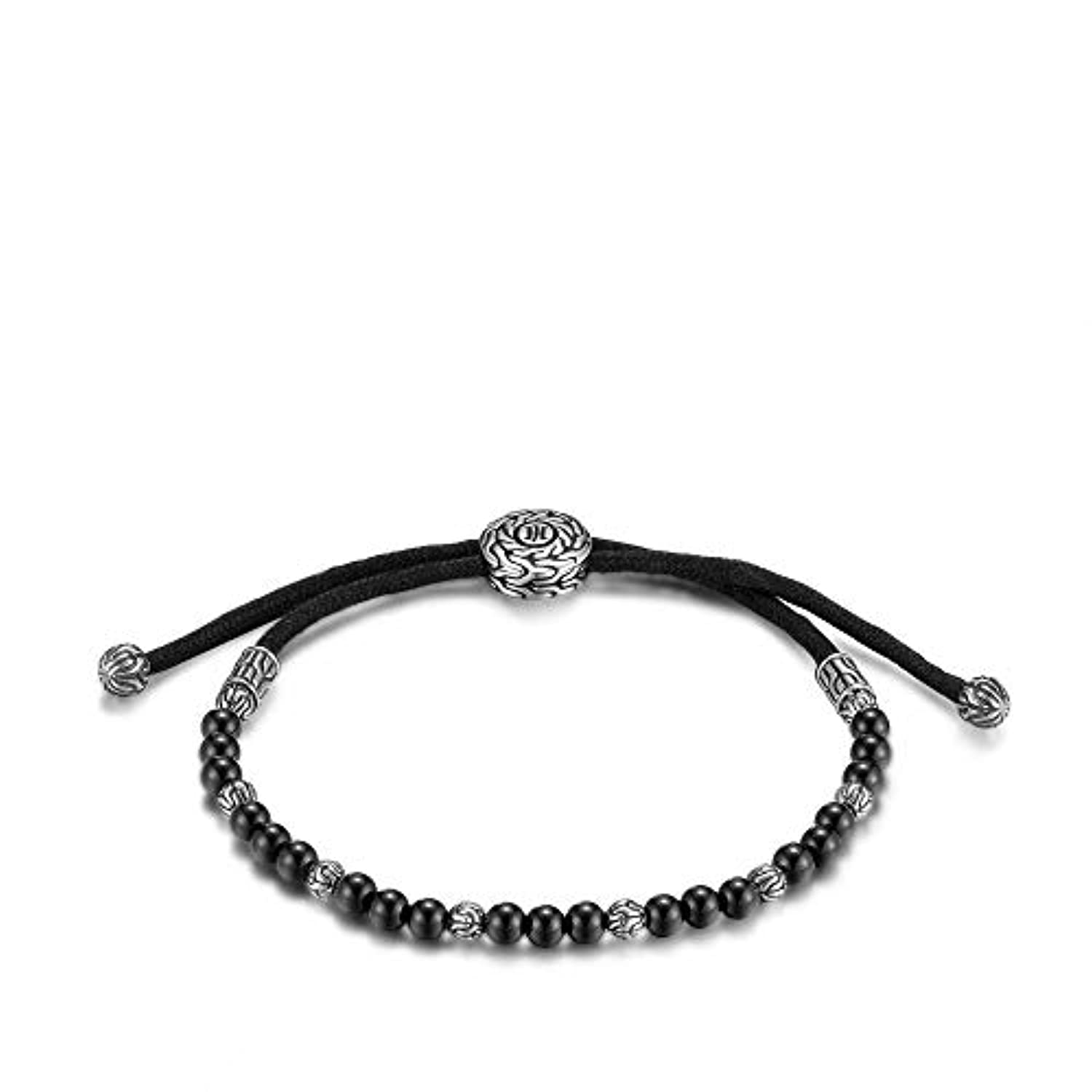 John Hardy - Pulsera de cadena clásica para hombre, diseño de cuentas redondas de plata