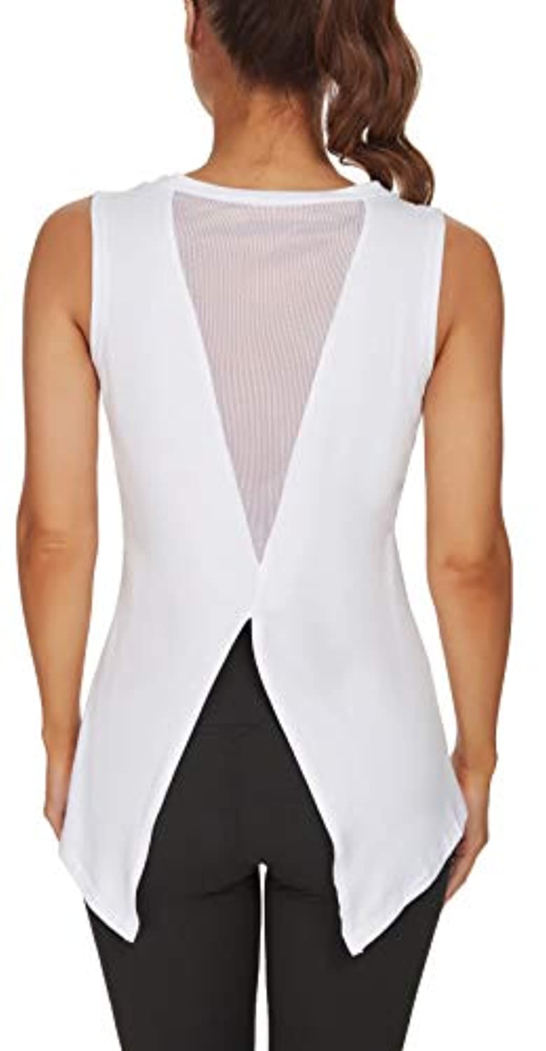Custer's Camisas de entrenamiento nocturno para mujer, camisetas de yoga atléticas, sin mangas para correr