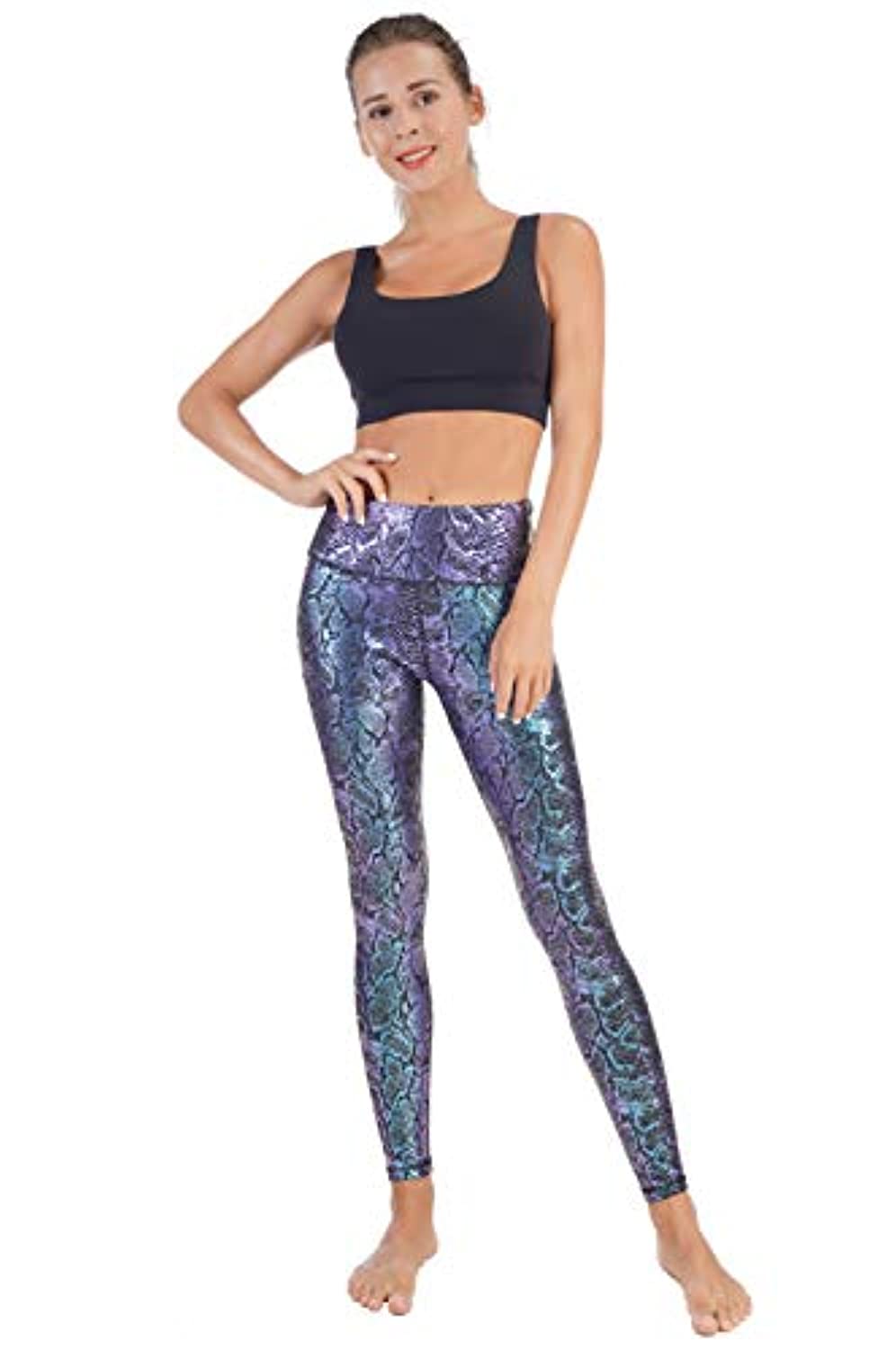 DOP DOVPOD Pantalones de yoga de talle alto con bolsillos patrón de entrenamiento deportivo running atlético Leggings