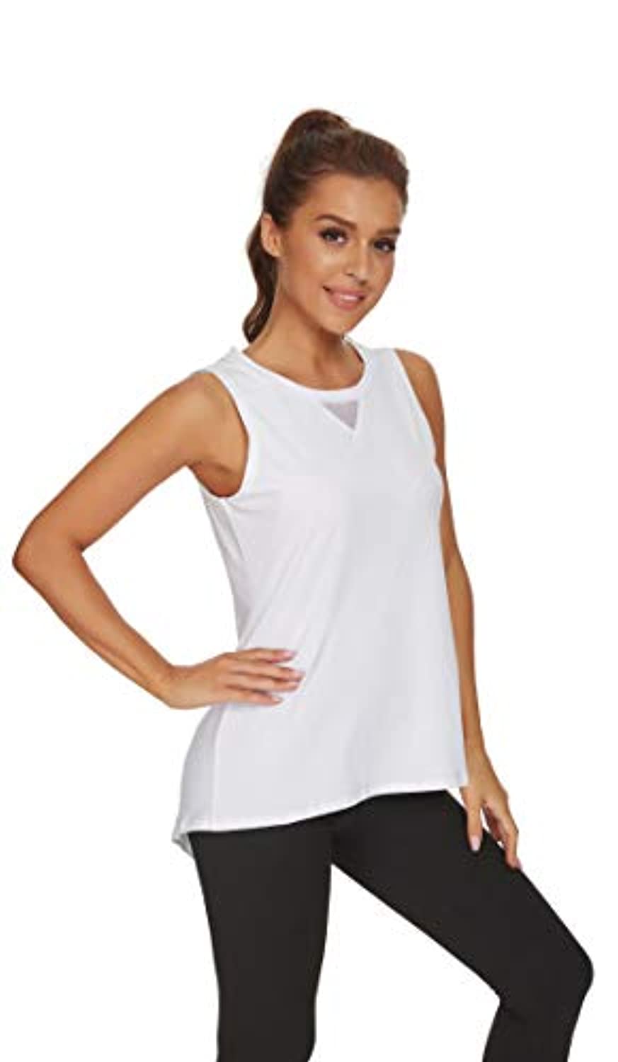 Custer's Camisas de entrenamiento nocturno para mujer, camisetas de yoga atléticas, sin mangas para correr