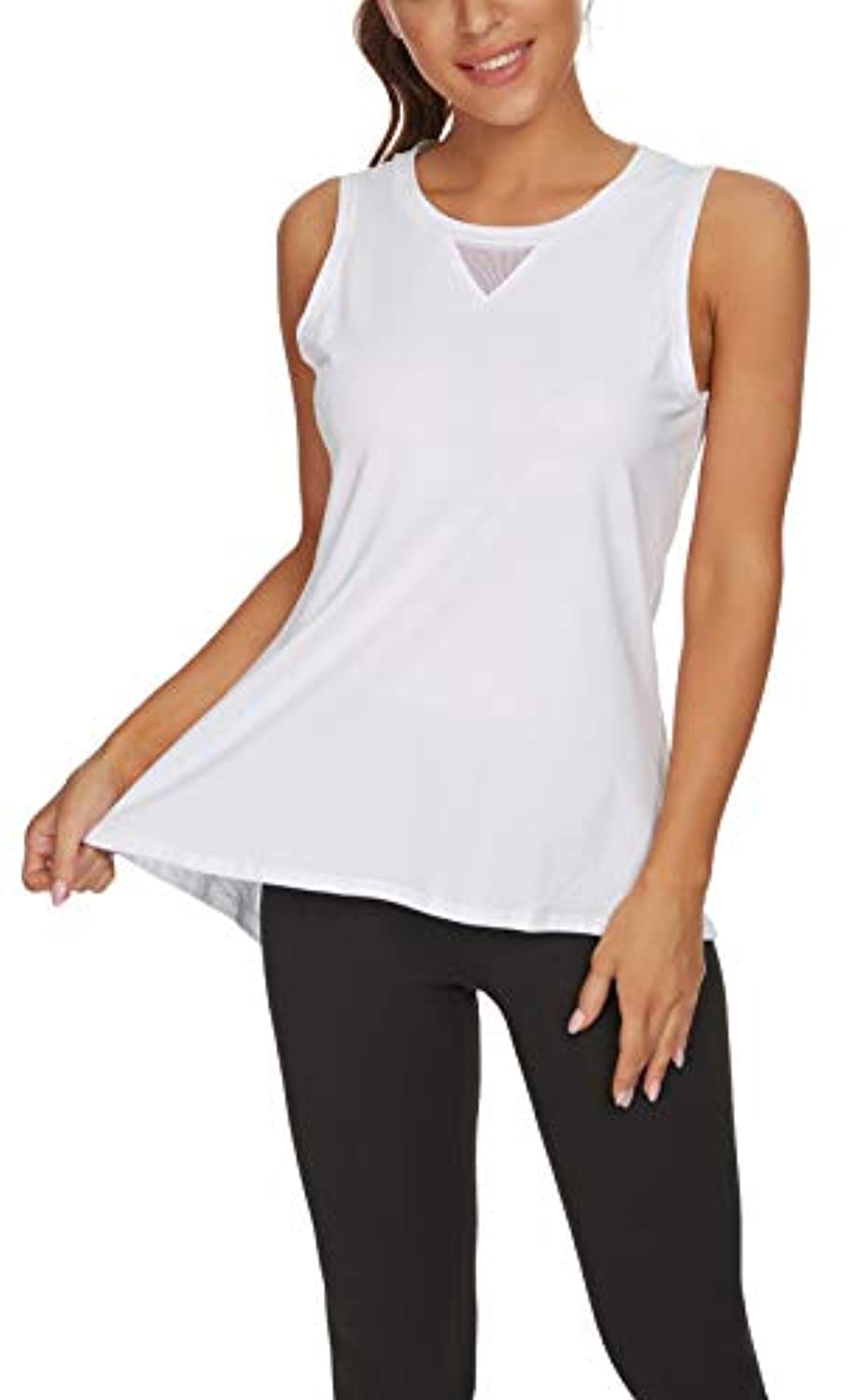 Custer's Camisas de entrenamiento nocturno para mujer, camisetas de yoga atléticas, sin mangas para correr