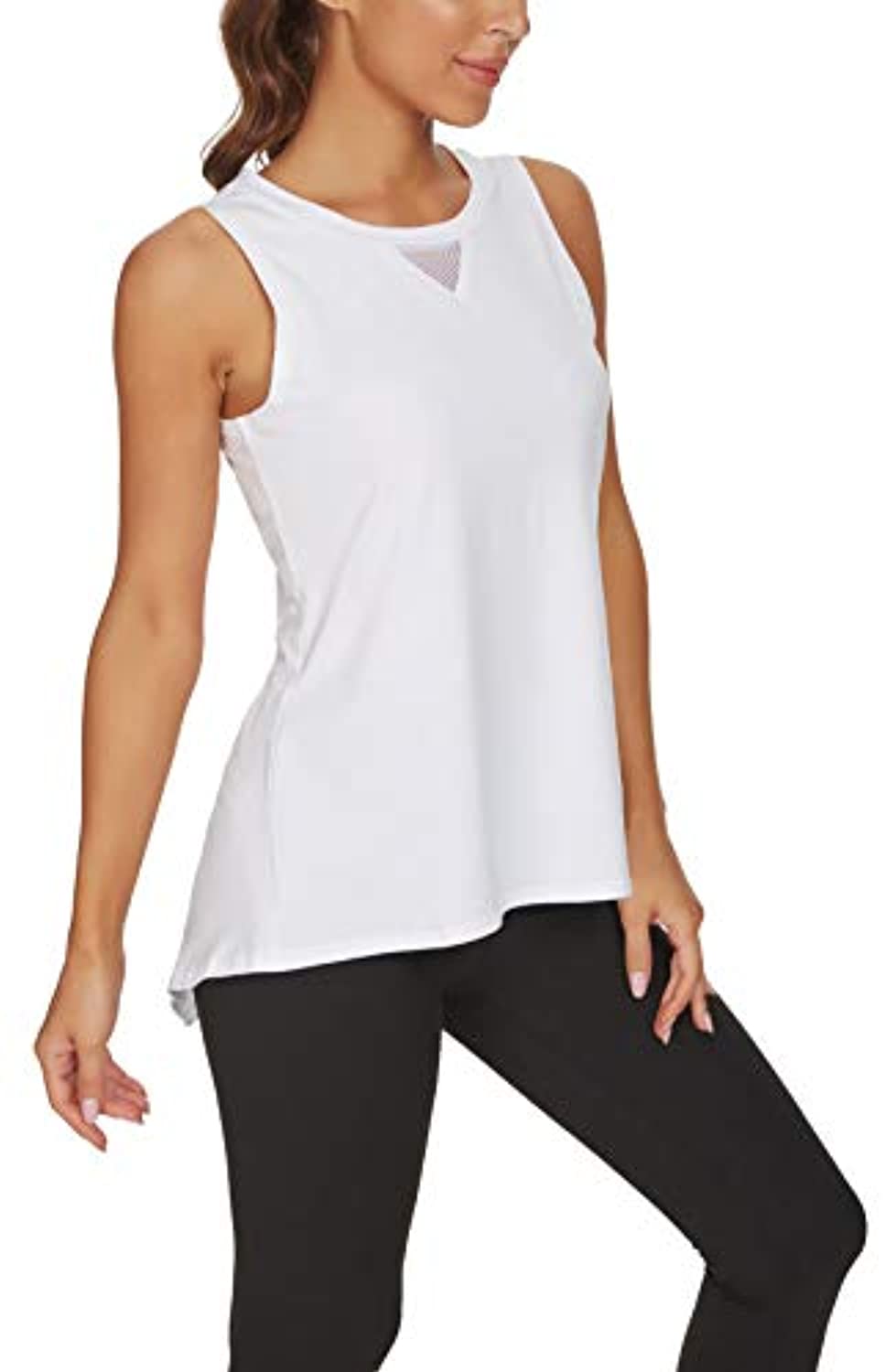Custer's Camisas de entrenamiento nocturno para mujer, camisetas de yoga atléticas, sin mangas para correr