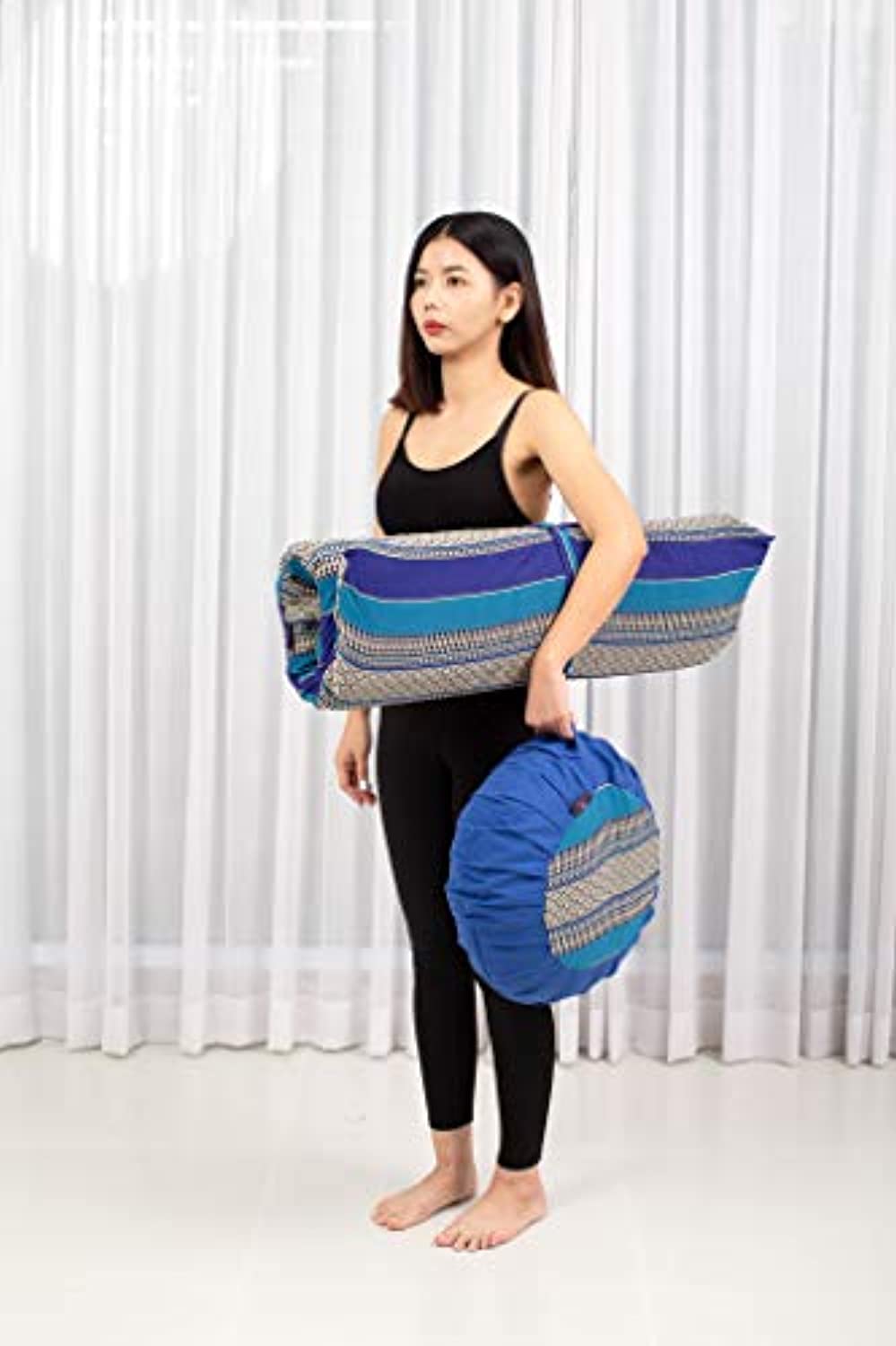 Leewadee - Juego de funda de cojín de meditación redonda extraíble y lavable, diseño de Zafu y alfombrilla cuadrada grande de Zabuton para asientos en el suelo, ecológico orgánico y natural,