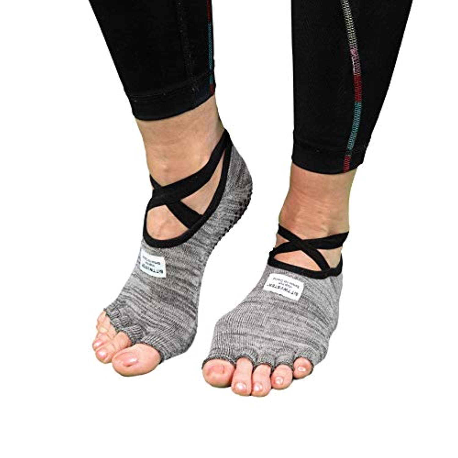SIT TWISTER - Calcetines deportivos para yoga, pilates y ejercicios (algodón y licra, color gris)