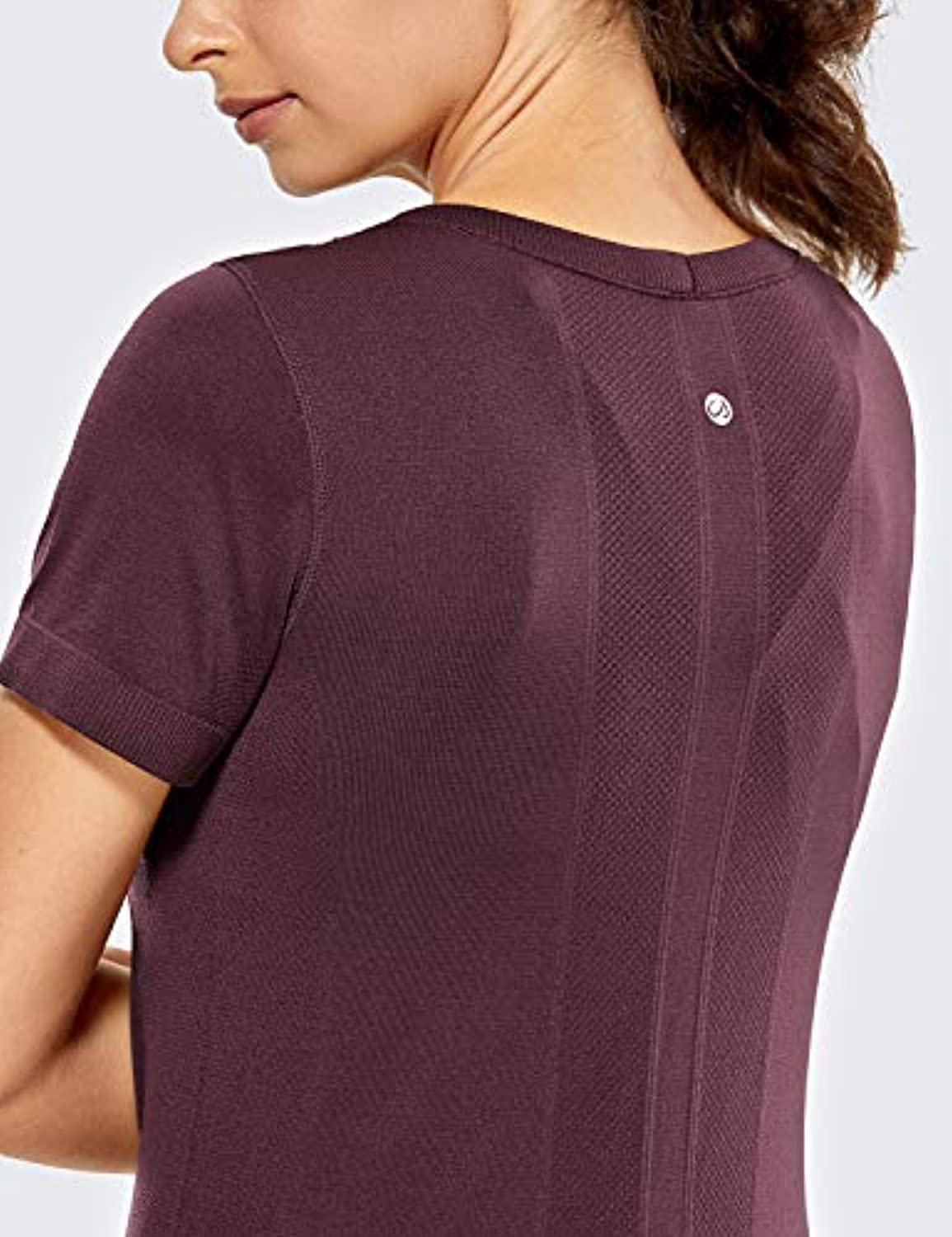 CRZ YOGA Camisetas de entrenamiento sin costuras para mujer, camisetas deportivas lisas de manga corta