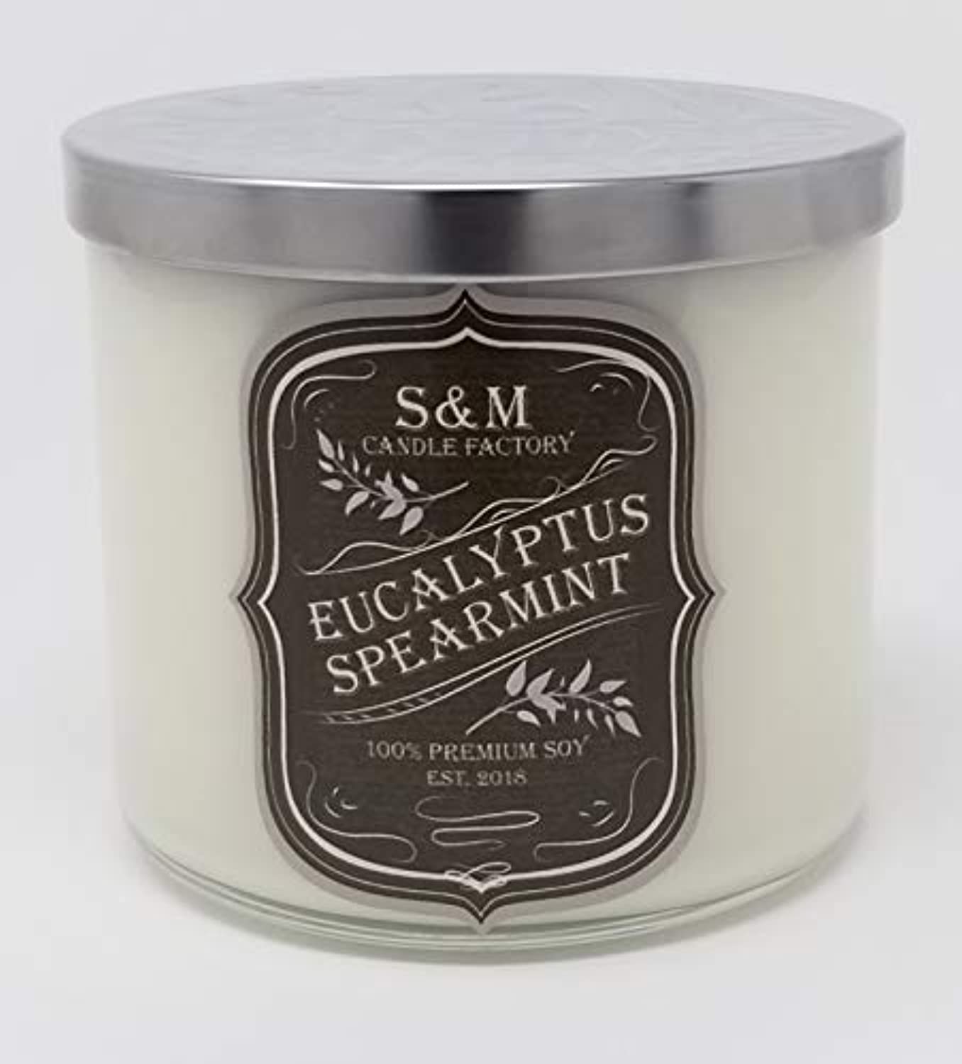 S&M Candle Factory - Vela aromática de aromaterapia, cera de soja, alivio del estrés, menta de eucalipto, fabricado en Estados Unidos