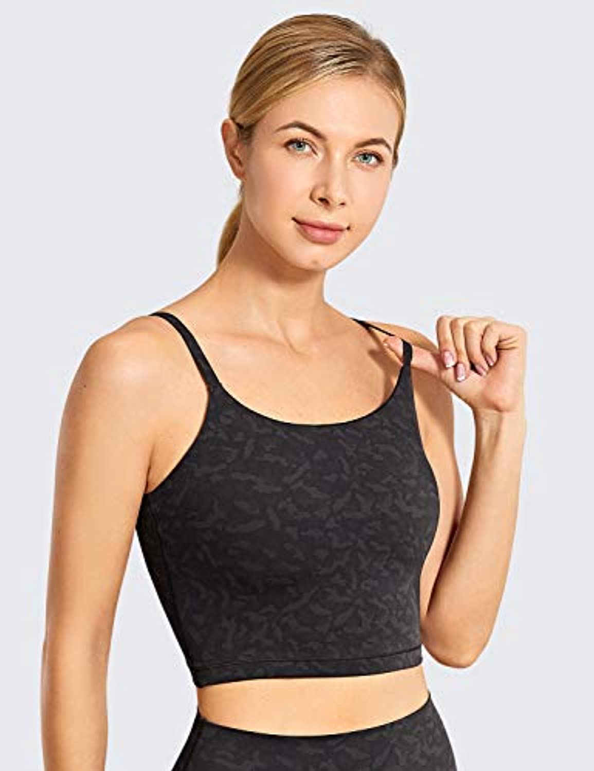CRZ YOGA - Sujetador deportivo de yoga para mujer, correas ajustables, sin varilla, con relleno, para deportes, entrenamiento, camiseta sin mangas