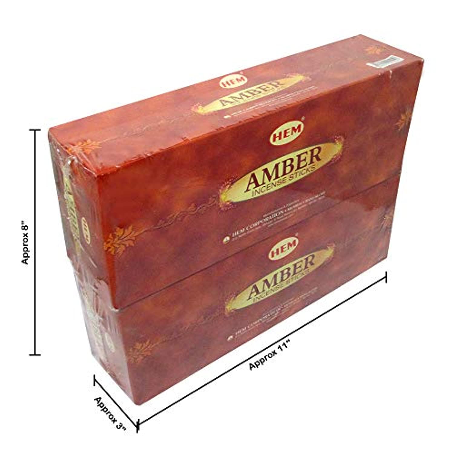 Hem Amber Agarbatti Pack de 12 cajas de incienso, 0.71 oz cada una, tradicionalmente enrolladas en la India fragancia aeromática natural para oraciones, meditación, relajación paz, espiritualidad positividad, curación