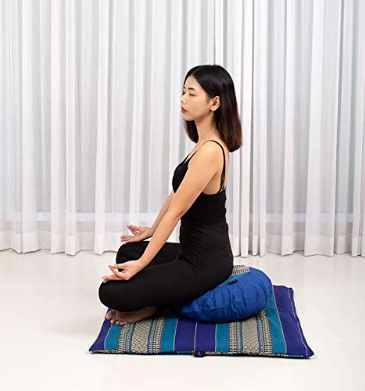 Leewadee - Juego de funda de cojín de meditación redonda extraíble y lavable, diseño de Zafu y alfombrilla cuadrada grande de Zabuton para asientos en el suelo, ecológico orgánico y natural,