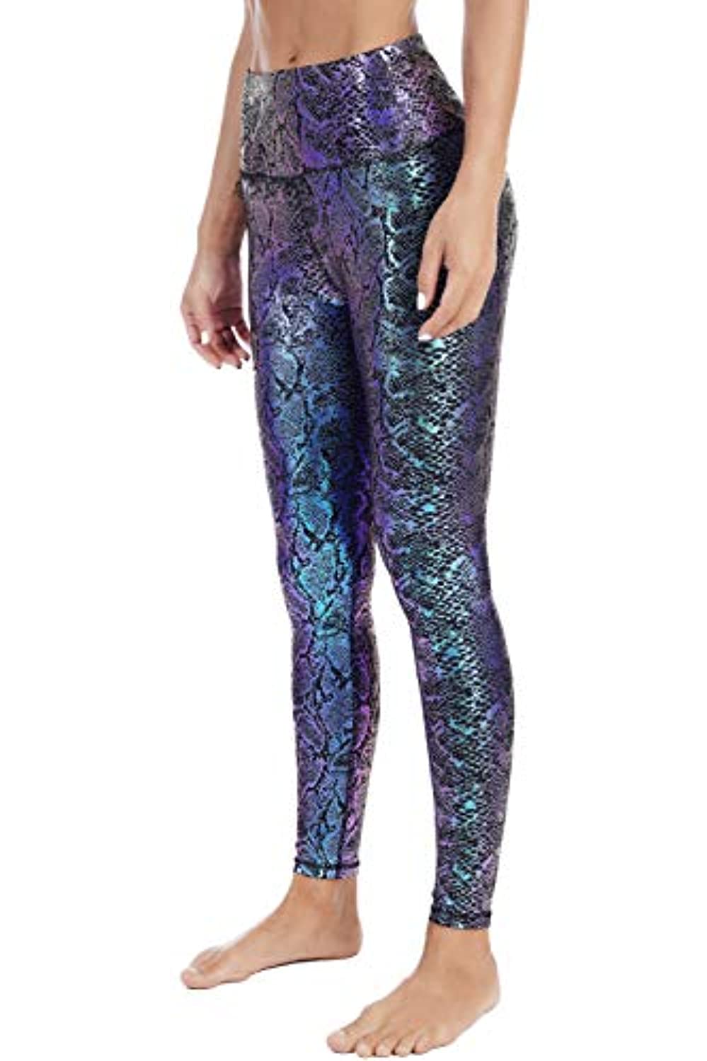 DOP DOVPOD Pantalones de yoga de talle alto con bolsillos patrón de entrenamiento deportivo running atlético Leggings