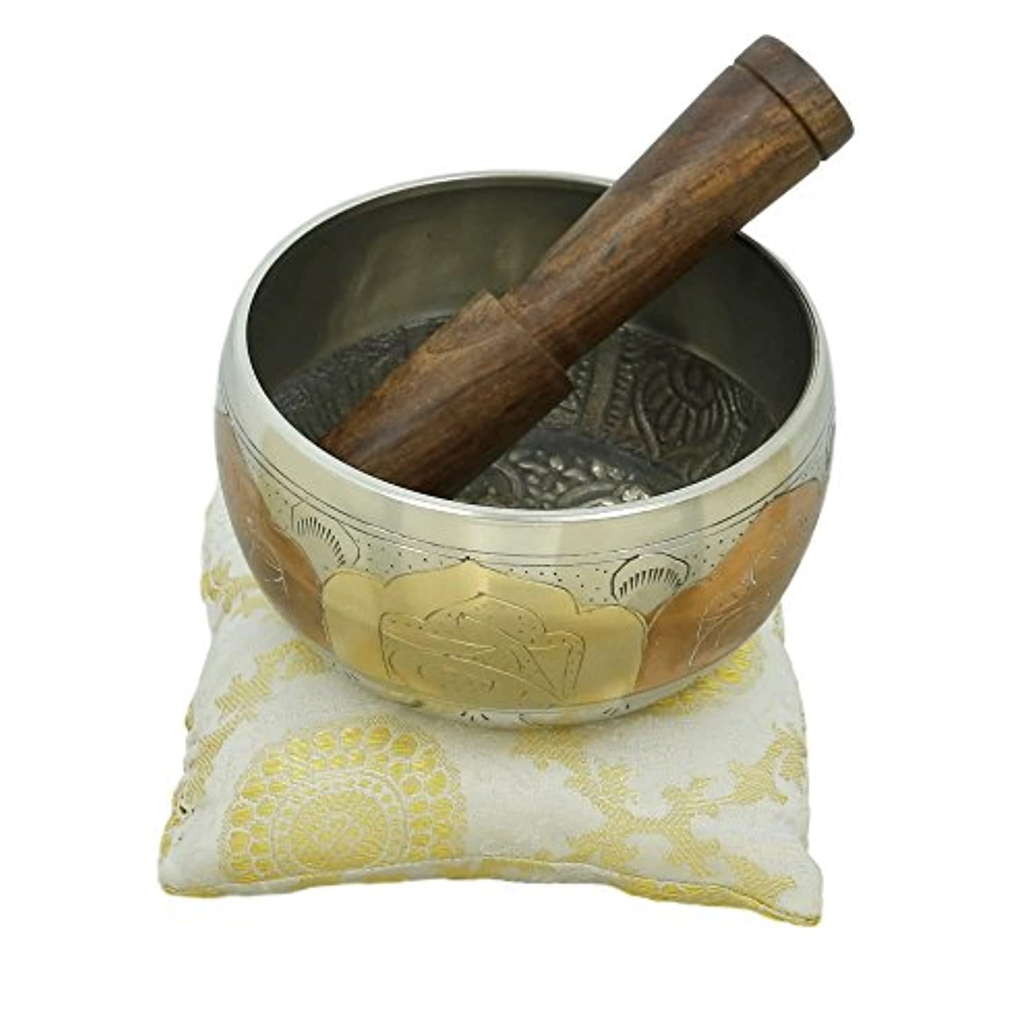Tazón tibetano para meditación de cobre y plata budista decoración de 4.0 in