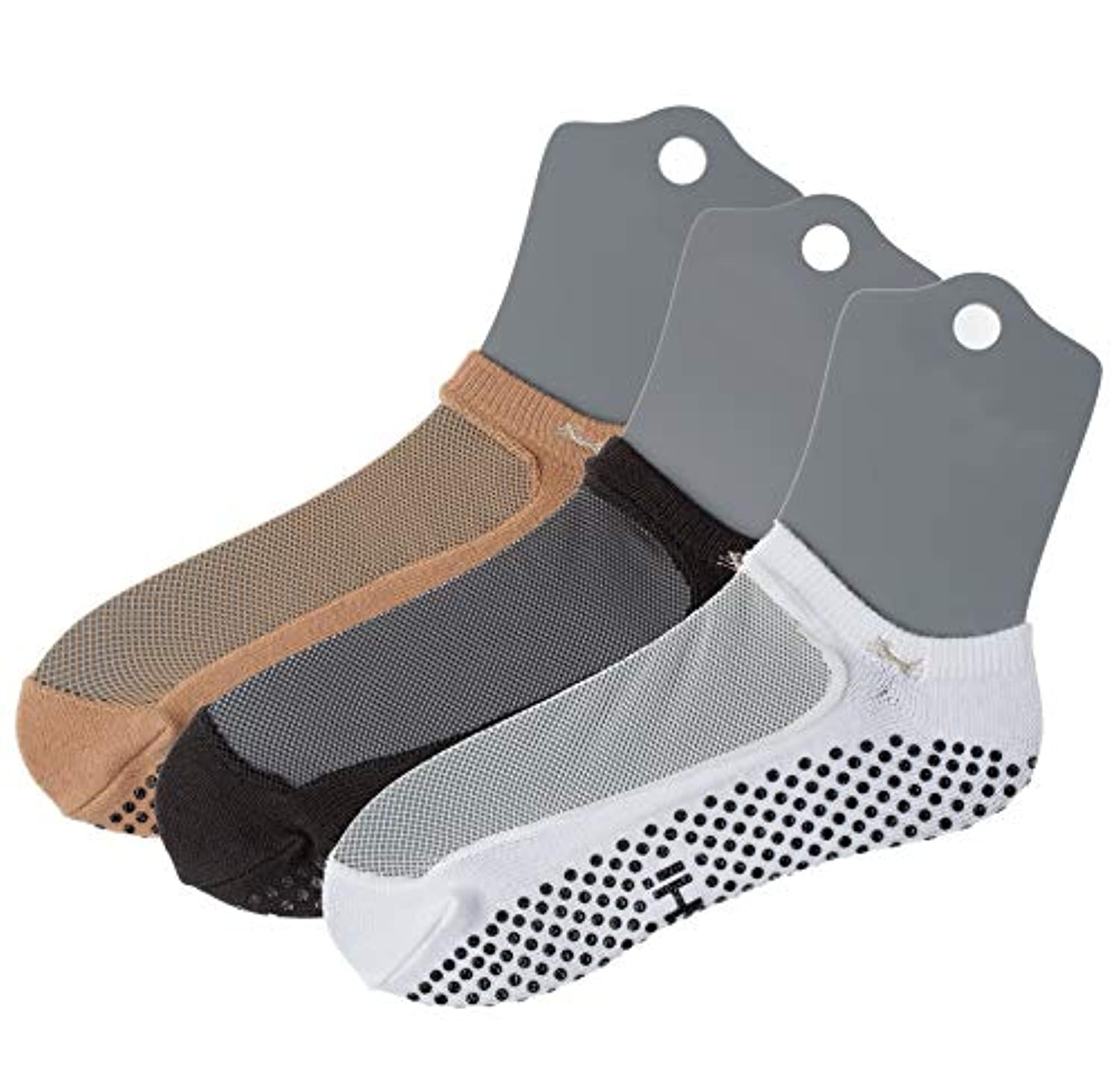 Shashi - Calcetines de malla para pilates y yoga, antideslizantes, 3 unidades, S / 5.5-7.5