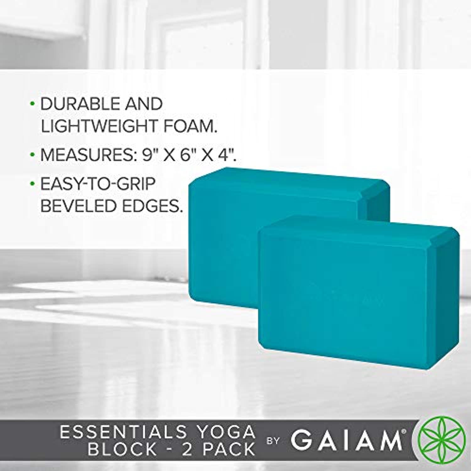 Gaiam Essentials - Bloque de yoga (set de 2), espuma de EVA suave y antideslizante, multiuso