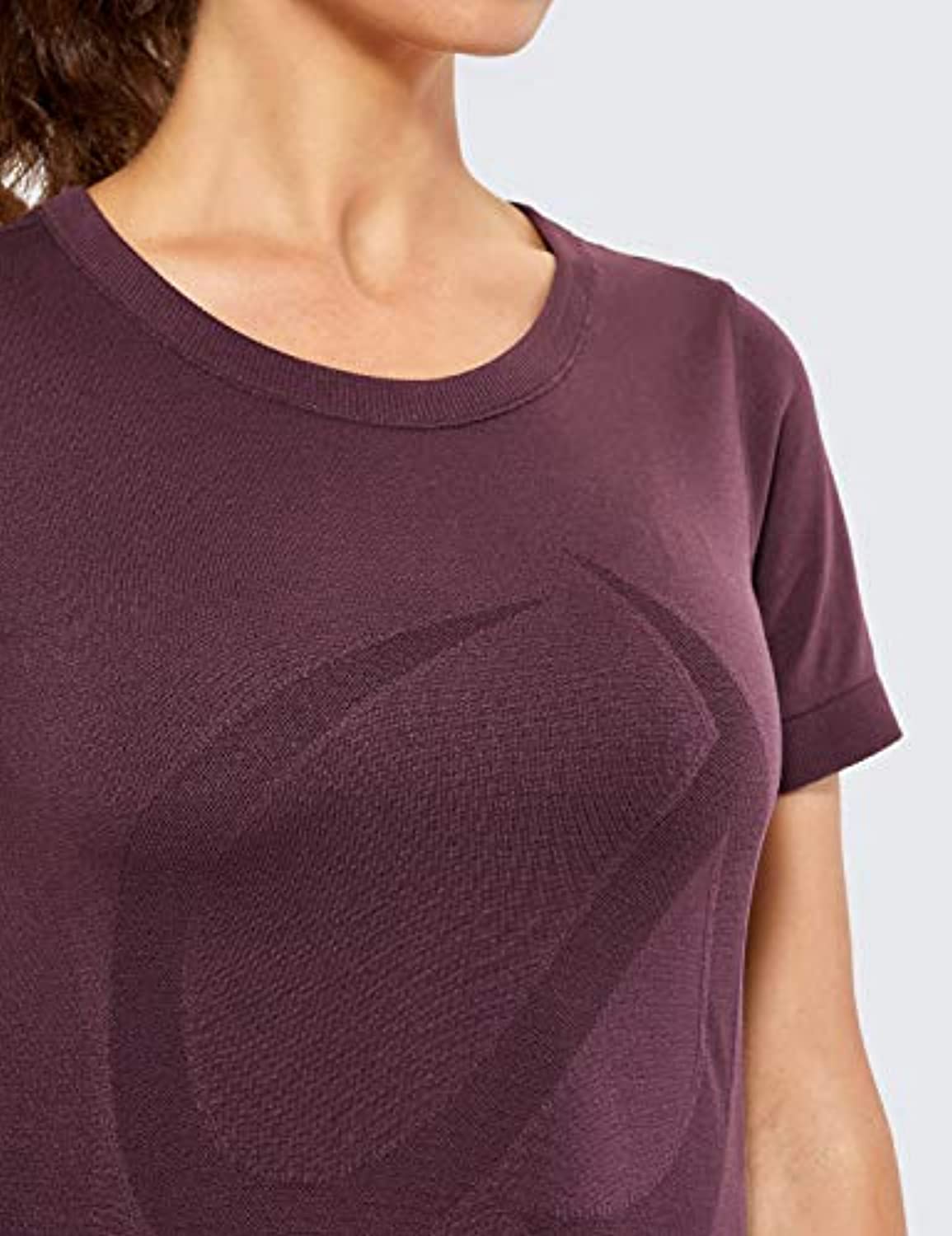 CRZ YOGA Camisetas de entrenamiento sin costuras para mujer, camisetas deportivas lisas de manga corta