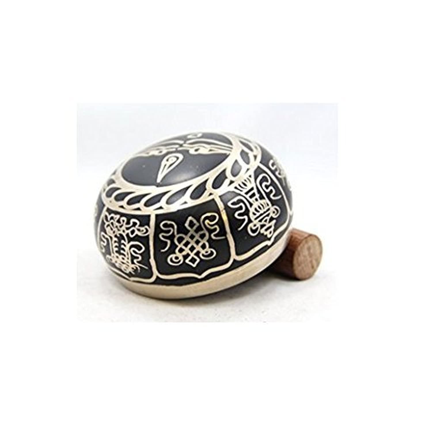 Exquisito cuenco tibetano de 4 pulgadas fabricado en Nepal con pilón de madera