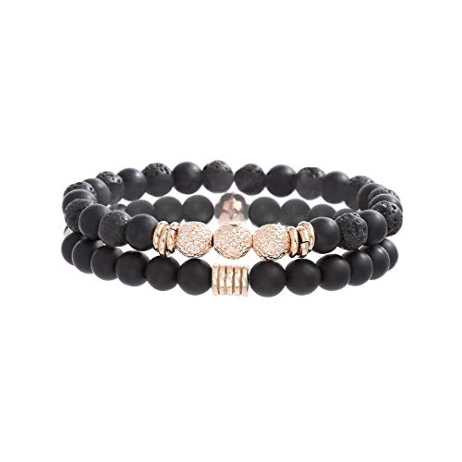 Steve Madden - Pulsera de acero inoxidable con textura de piedras preciosas simuladas de 7.5 in