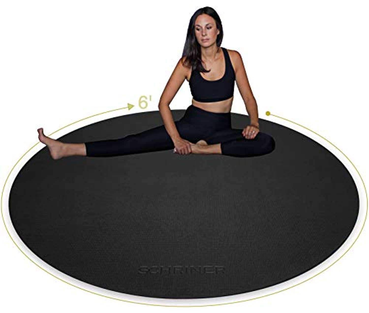 SCHRINER Pro - Tapete de yoga redonda grande de 0.236 x 0.315 in para ejercicio premium extra gruesa, ultra cómoda, antideslizante, alfombrilla de meditación