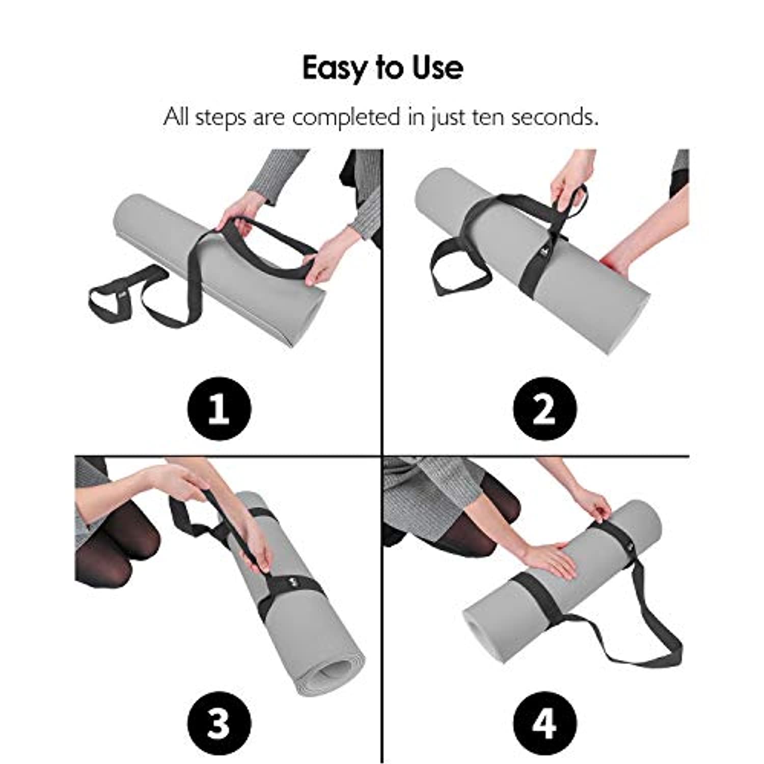 REEHUT - Correa para esterilla de yoga ajustable, para llevar y llevar la estera ajustable, se dobla como correa de yoga para una textura de algodón resistente (alfombrilla de yoga no incluida).