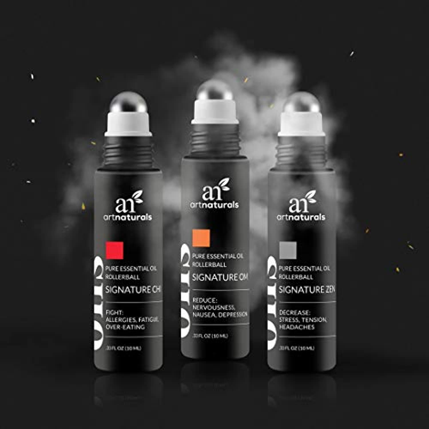 Aceite esencial ArtNaturals Top 8, aromaterapia, rollo de mezcla en 0.35 onzas, conjunto de mezclas que ayudan con el sueño, dolor de cabeza, calma, estados de ánimo y más Mezclado con aceite de jojoba para la nutrición de la piel