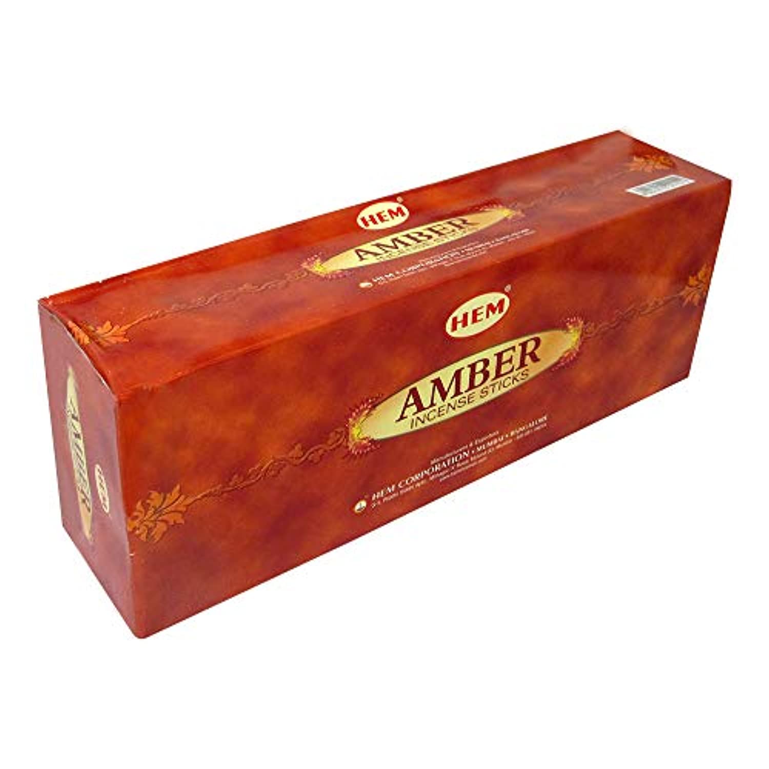 Hem Amber Agarbatti Pack de 12 cajas de incienso, 0.71 oz cada una, tradicionalmente enrolladas en la India fragancia aeromática natural para oraciones, meditación, relajación paz, espiritualidad positividad, curación