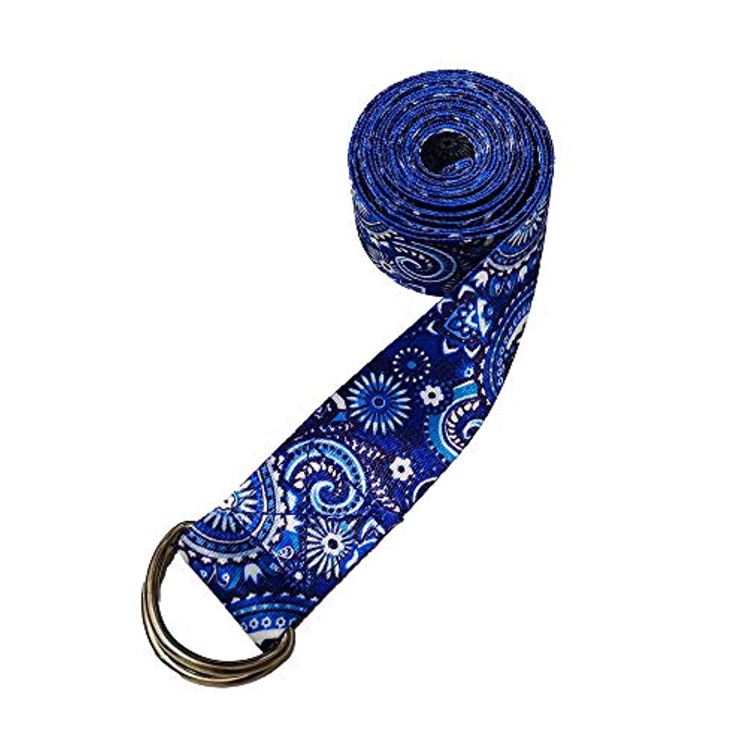 Correa de yoga, ecoimpresa, duradera, con hebilla ajustable en forma de D para estiramiento, fitness general, flexibilidad y terapia física