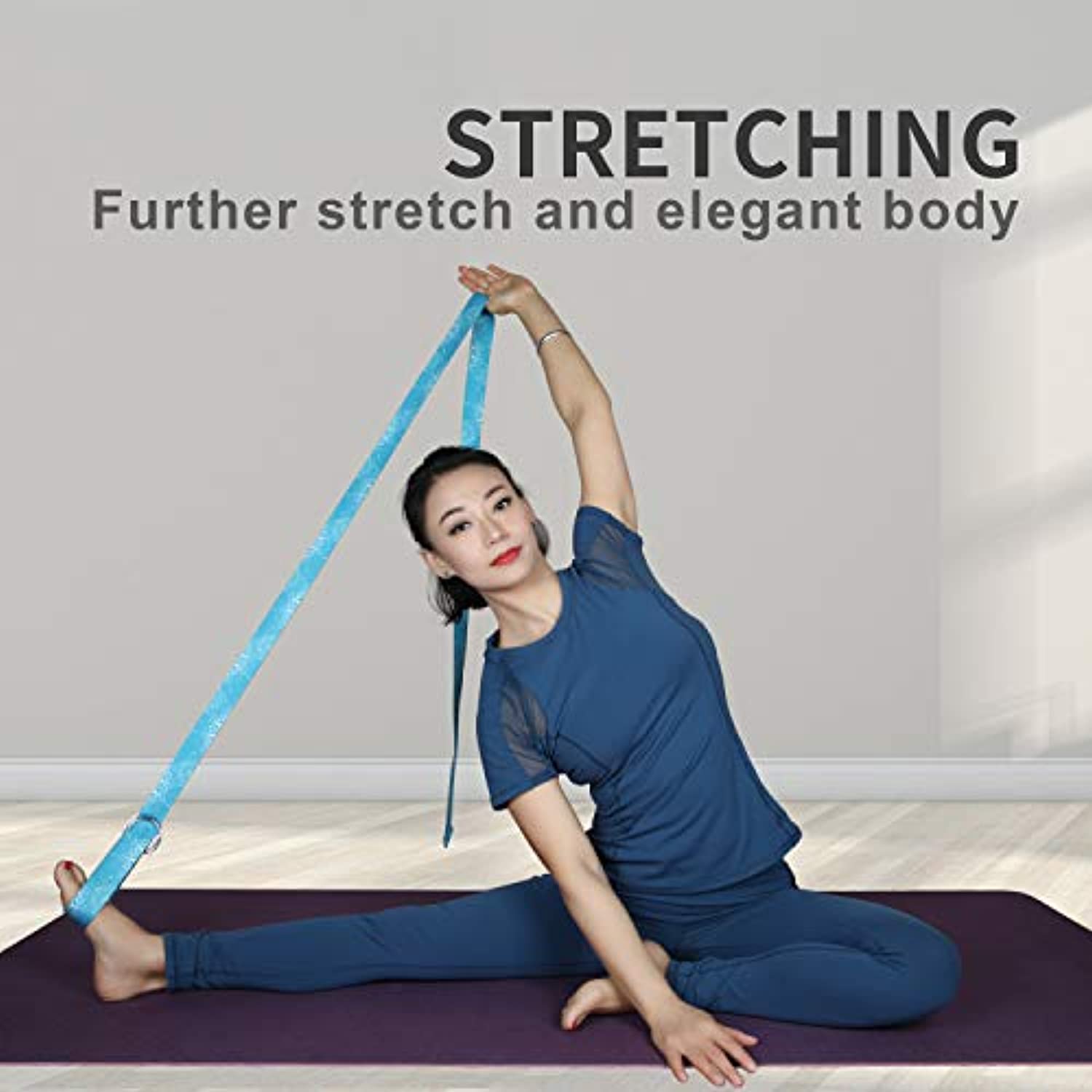 Proiron - Correa de yoga ajustable con hebilla en forma de D para yoga, para fitness, flexibilidad, estiramiento, yoga, pilates, terapia física, 12 pies, correa de algodón resistente