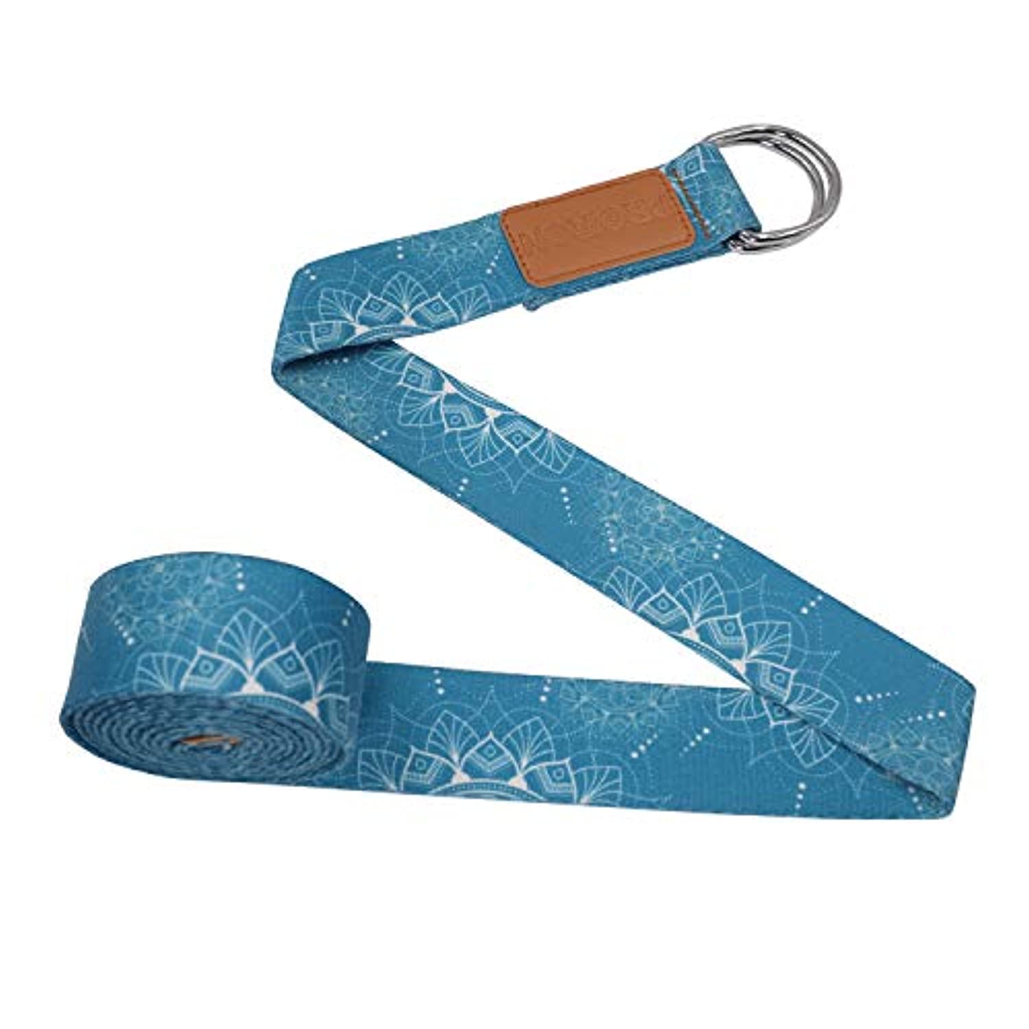 Proiron - Correa de yoga ajustable con hebilla en forma de D para yoga, para fitness, flexibilidad, estiramiento, yoga, pilates, terapia física, 12 pies, correa de algodón resistente