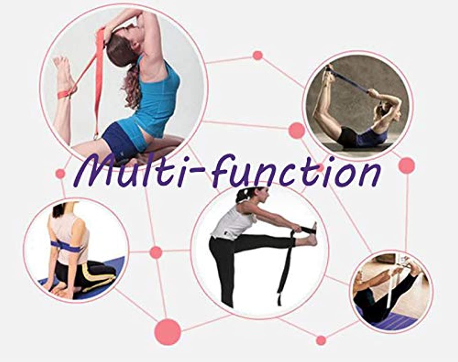 DQL - Correas de yoga multifunción para estiramiento, correas de yoga de algodón y 5.9 ft
