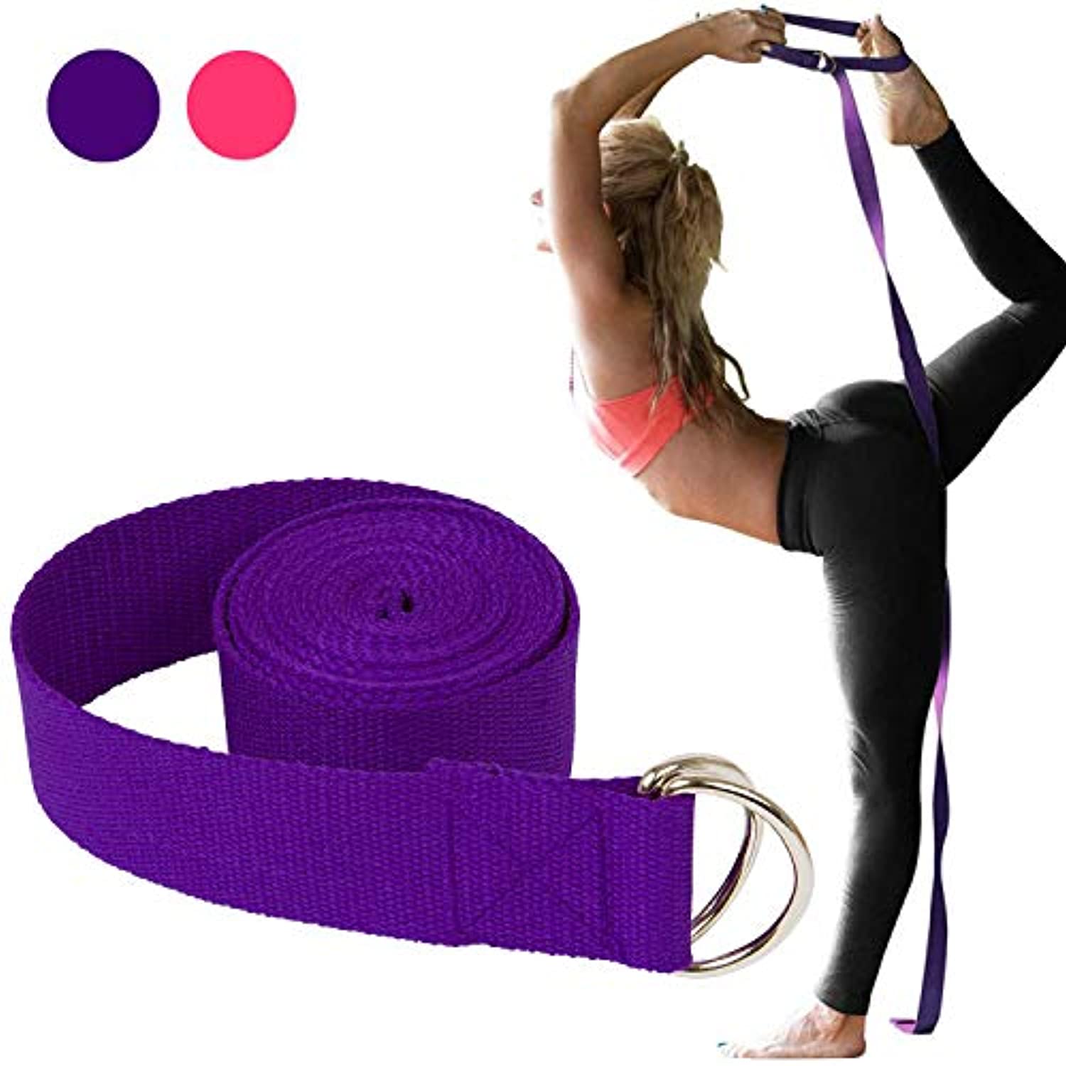 Correa de yoga Techsea/hebilla ajustable con anilla en D – mejor para estiramiento diario, terapia física, fitness