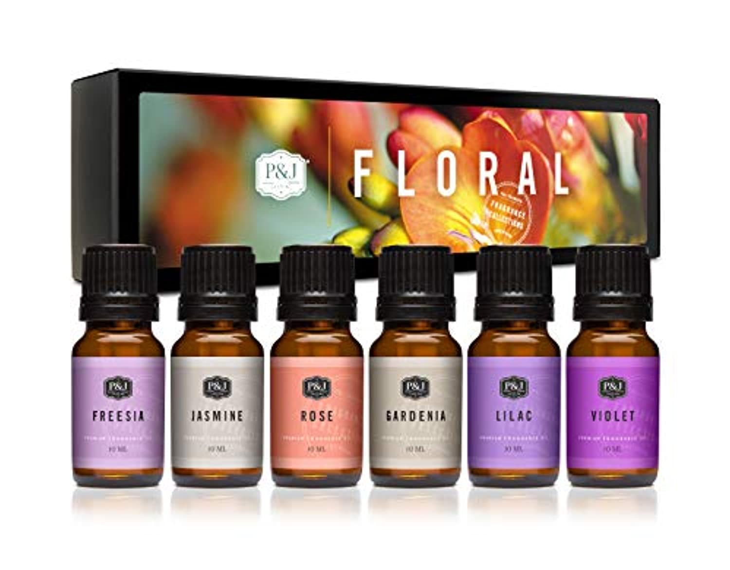 Conjunto de 6 aceites con fragancia premium: violeta, jazmín, rosa, lila, fresa, gardenia, 0.35 oz.
