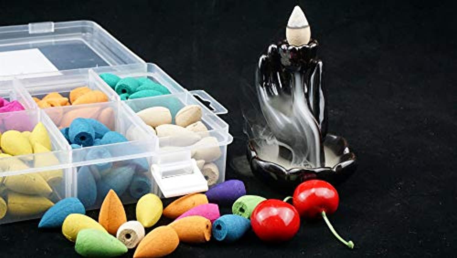 140 conos de incienso de cascada con 8 aromas naturales mixtos de reflujo de incienso ideal para spa, yoga, meditación, aromaterapia