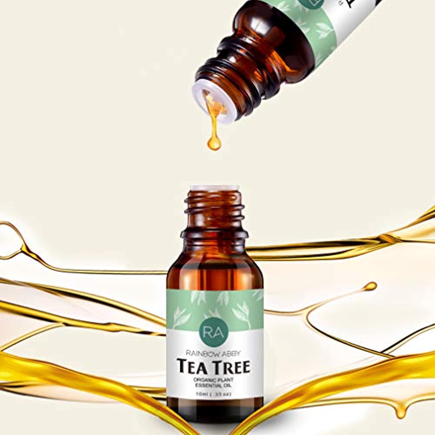 Aceites esenciales de árbol de té, 100 % aceite de olis natural puro, mejor grado terapéutico, cuidado de la piel, aromaterapia, masaje, 0.3 fl oz