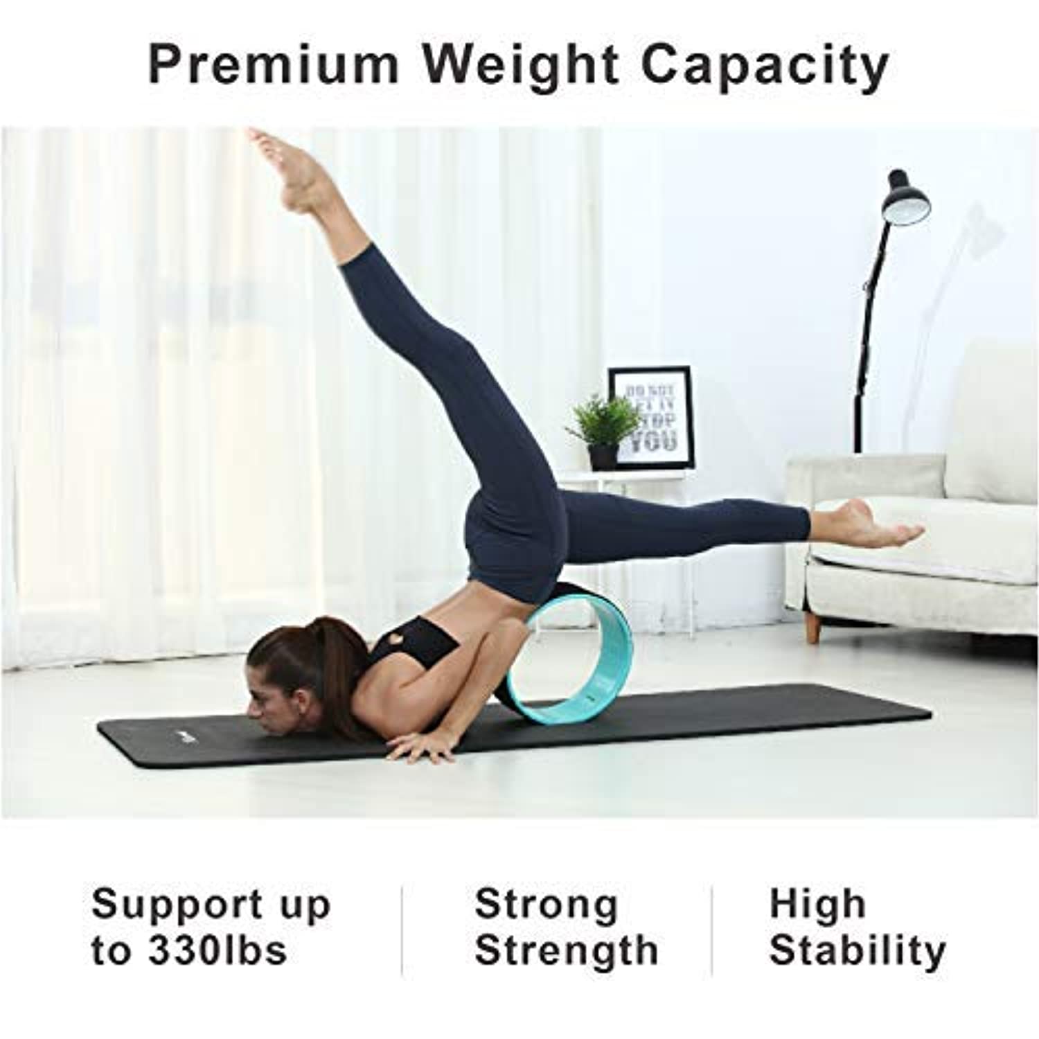 REEHUT - Rueda de yoga para dolor de espalda (12.0 x 5.0 in, rodillo de espalda y camilla con cojín grueso para Dharma Yoga pose, espalda y estiramiento)