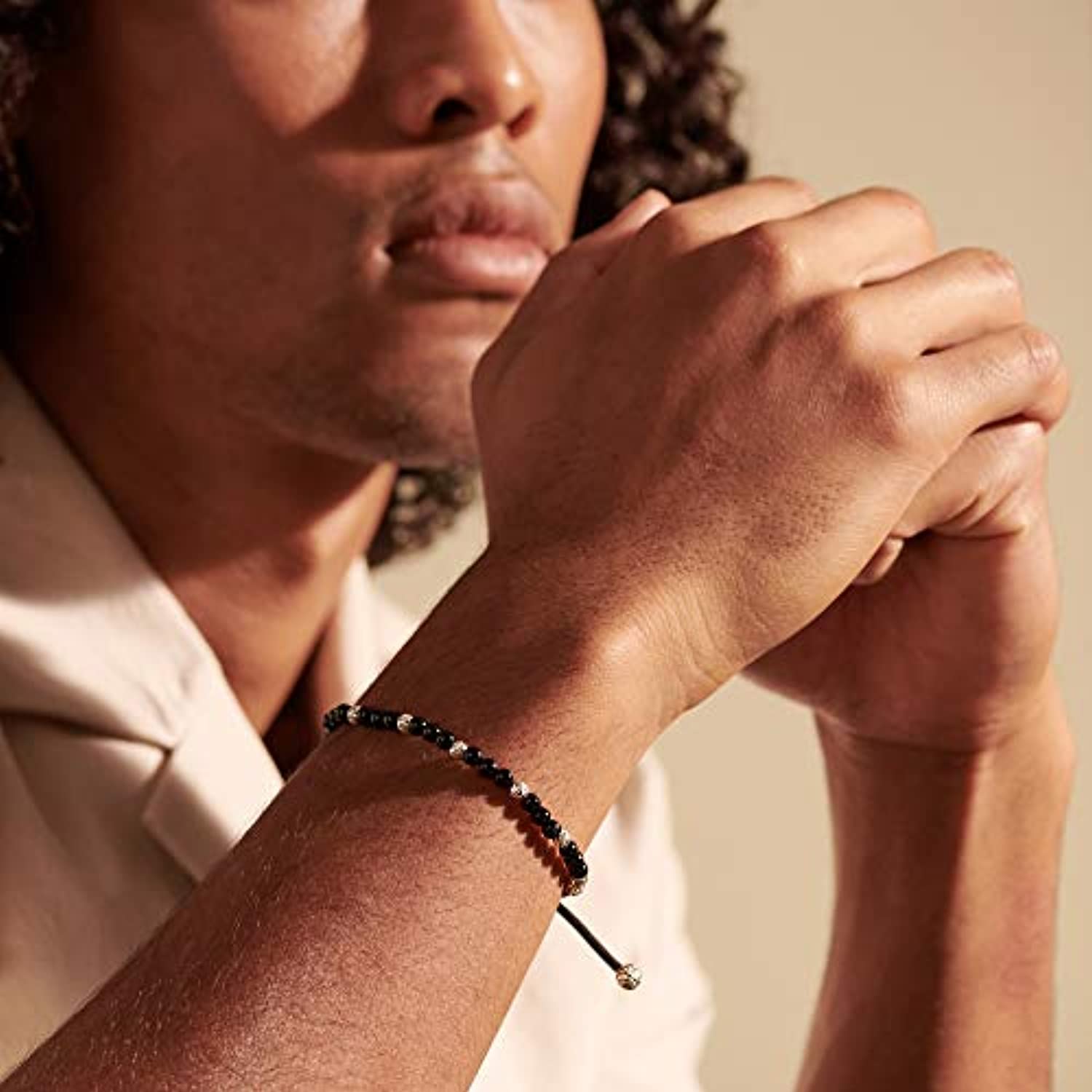 John Hardy - Pulsera de cadena clásica para hombre, diseño de cuentas redondas de plata