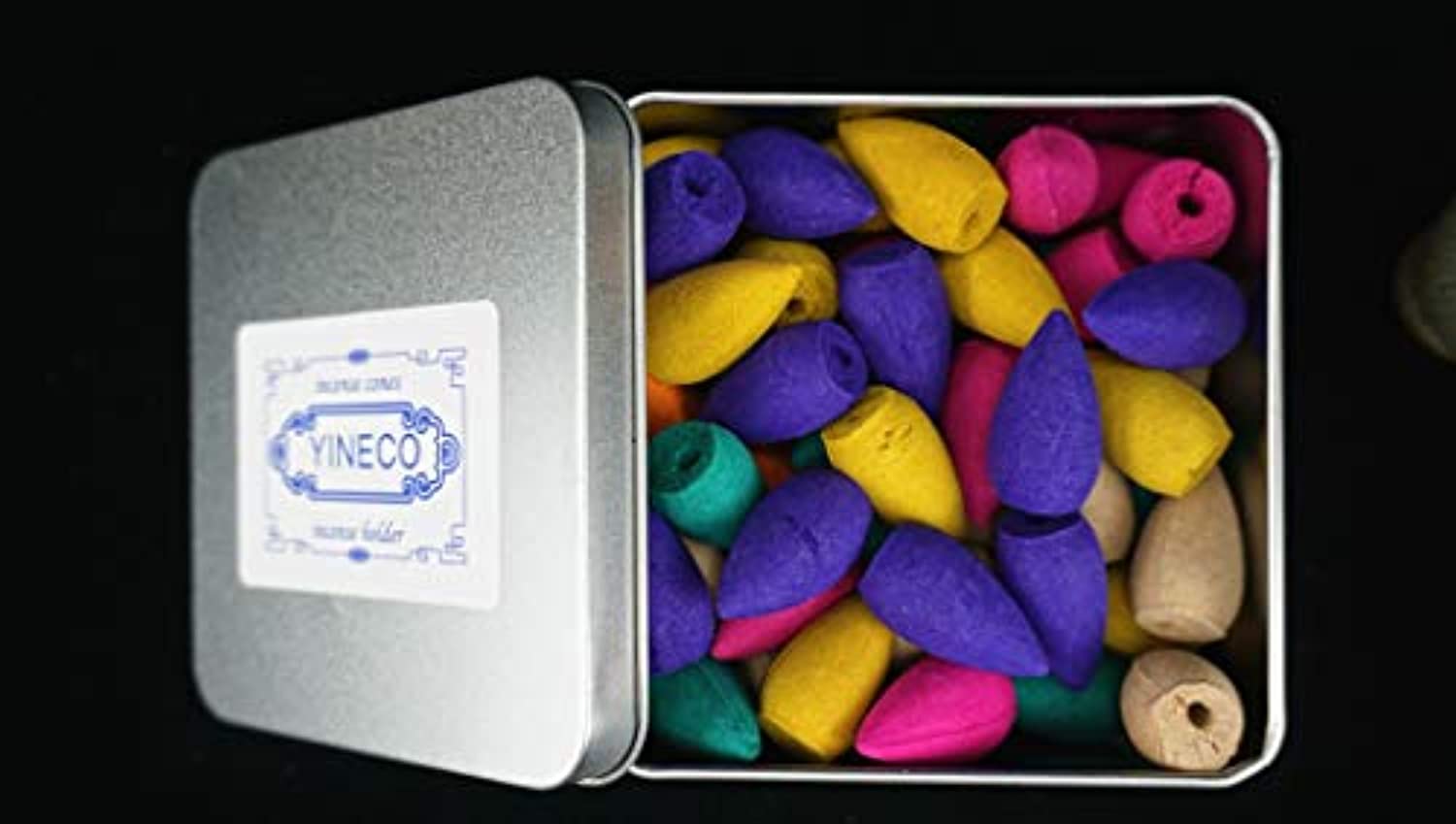 YINECO - Conos de incienso (70 unidades, 7 aromas naturales mezclados, aroma a fondo de incienso, flujo de agua, cono de incienso (embalado en caja)