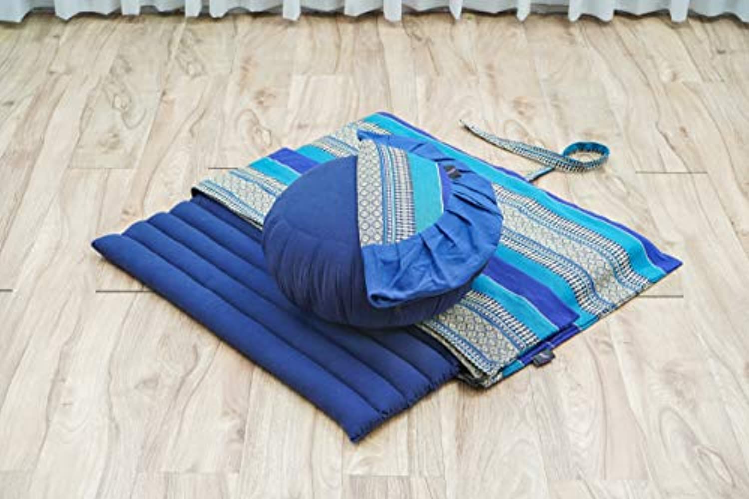 Leewadee - Juego de funda de cojín de meditación redonda extraíble y lavable, diseño de Zafu y alfombrilla cuadrada grande de Zabuton para asientos en el suelo, ecológico orgánico y natural,