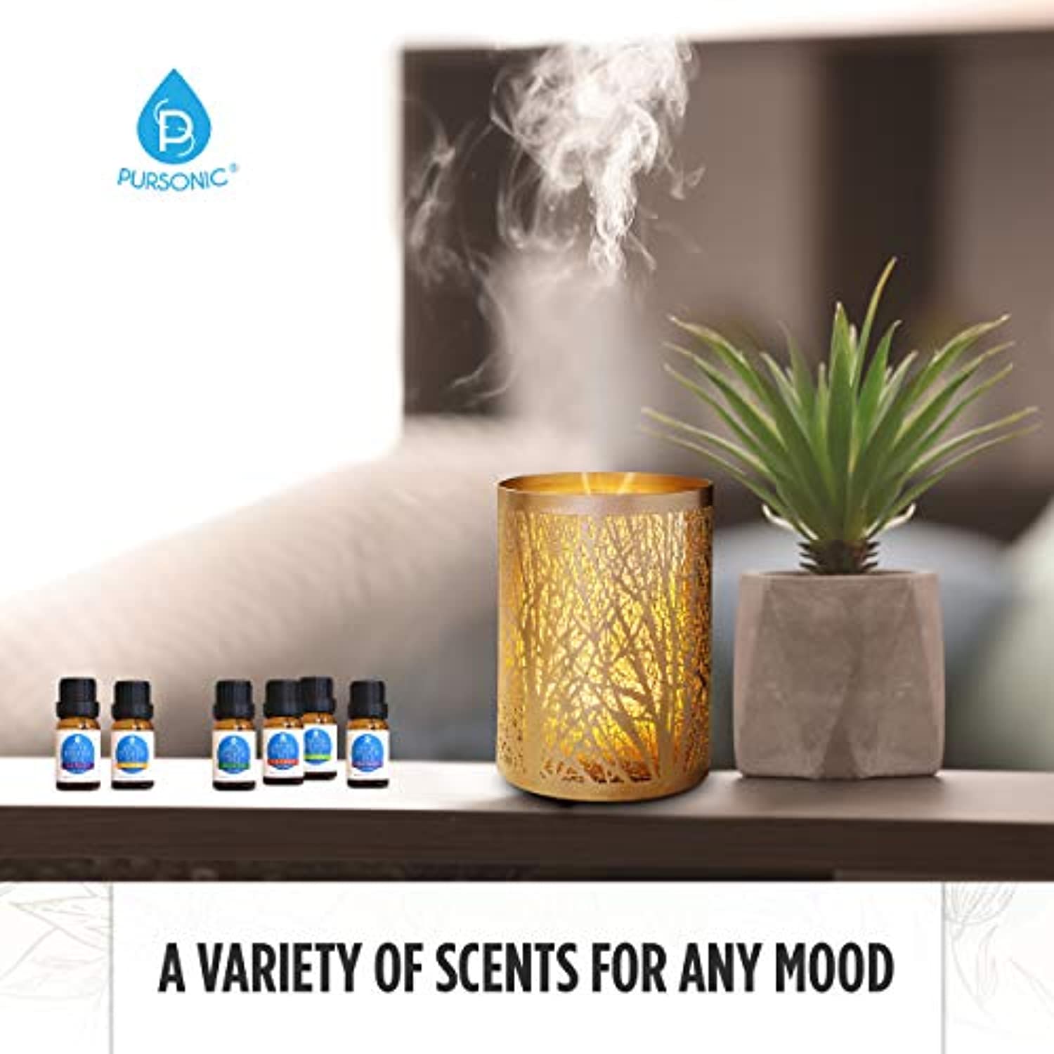 Pursonic 100% Pure Essential Aromatherapy Oils Gift Set-6 Pack , 10ML(Bergamot, Cedarwood, Eucalyptus, Lavender, Lemon, Rosemary.)