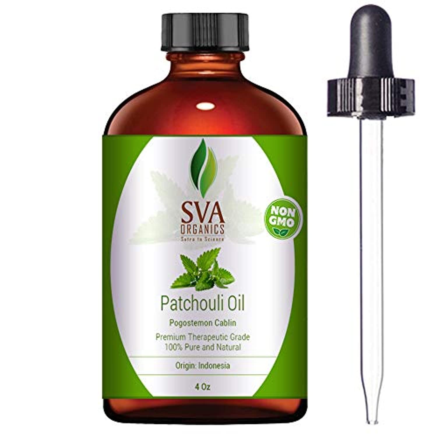 Aceite de pachulí orgánico certificado por USDA – 100% puro y natural, destilado al vapor de grado natural y terapéutico para la piel y relajación por SVA Organics