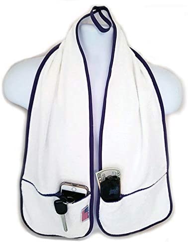 R J Hall toalla deportiva – 2 bolsillos con cremallera que sostiene pertenencias seguras mientras haces ejercicio, entrenamiento, clase de yoga, entrenamiento de fitness en el gimnasio o caminar por la playa, bucles 100% algodón supersuaves y absorbentes,