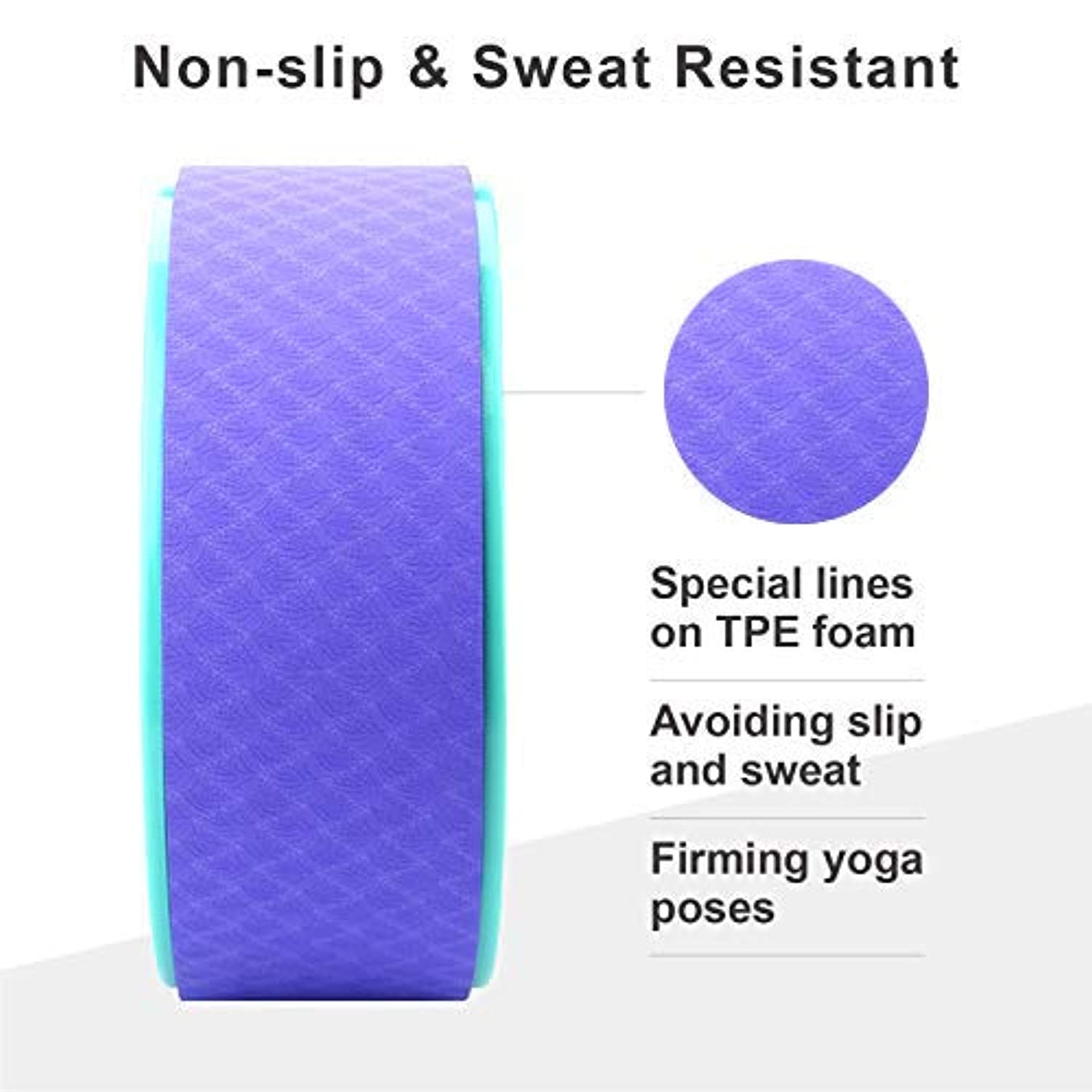 REEHUT - Rueda de yoga para dolor de espalda (12.0 x 5.0 in, rodillo de espalda y camilla con cojín grueso para Dharma Yoga pose, espalda y estiramiento)