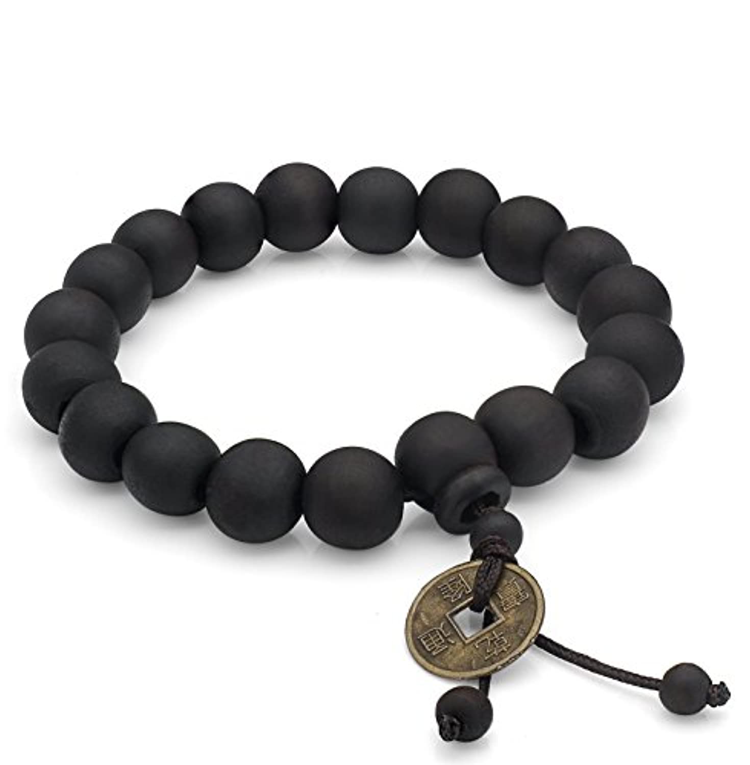 FIBO STEEL 2 pulseras de 0.433 in de madera con cuentas budistas elásticas