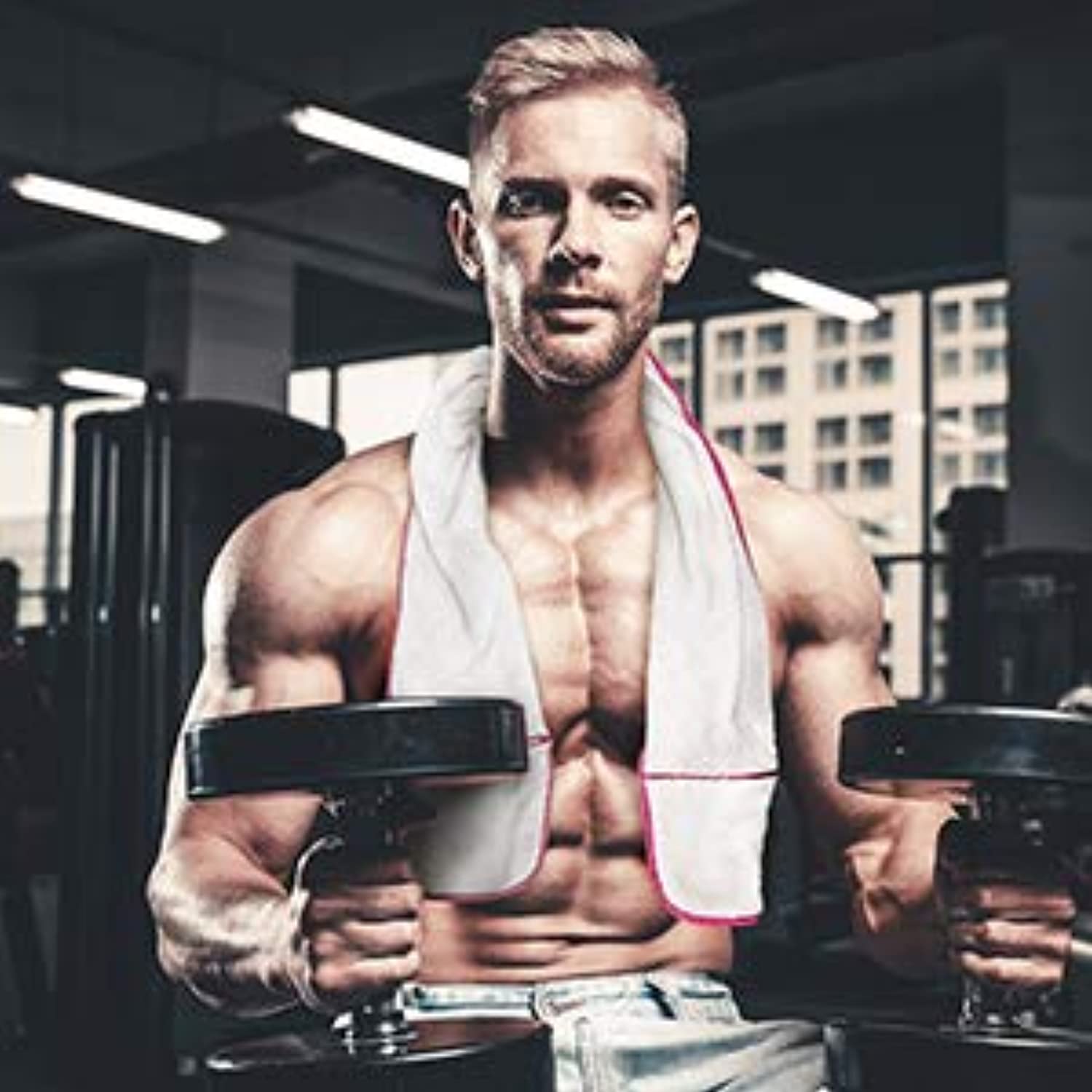 R J Hall toalla deportiva – 2 bolsillos con cremallera que sostiene pertenencias seguras mientras haces ejercicio, entrenamiento, clase de yoga, entrenamiento de fitness en el gimnasio o caminar por la playa, bucles 100% algodón supersuaves y absorbentes,